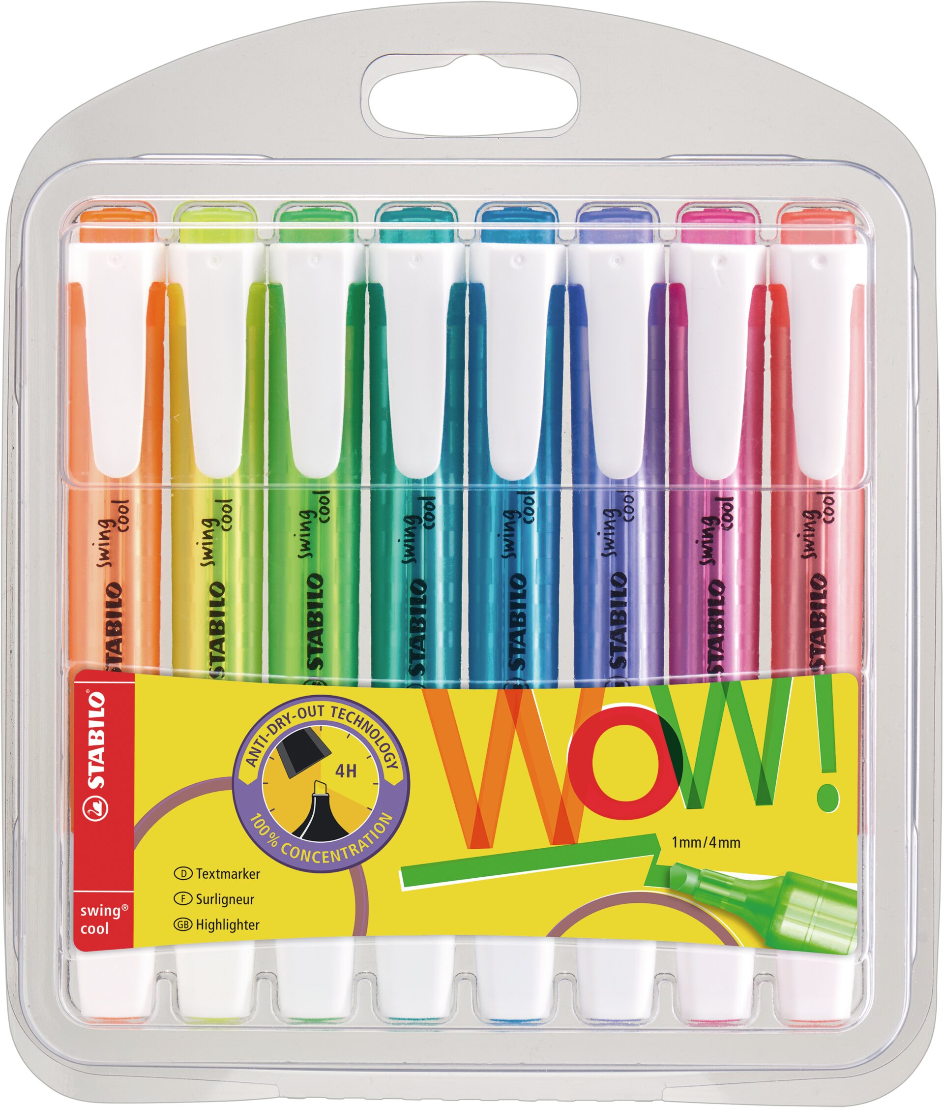 Evidenziatore a tampone con clip STABILO swing cool Evidenziatore STABILO swing cool
