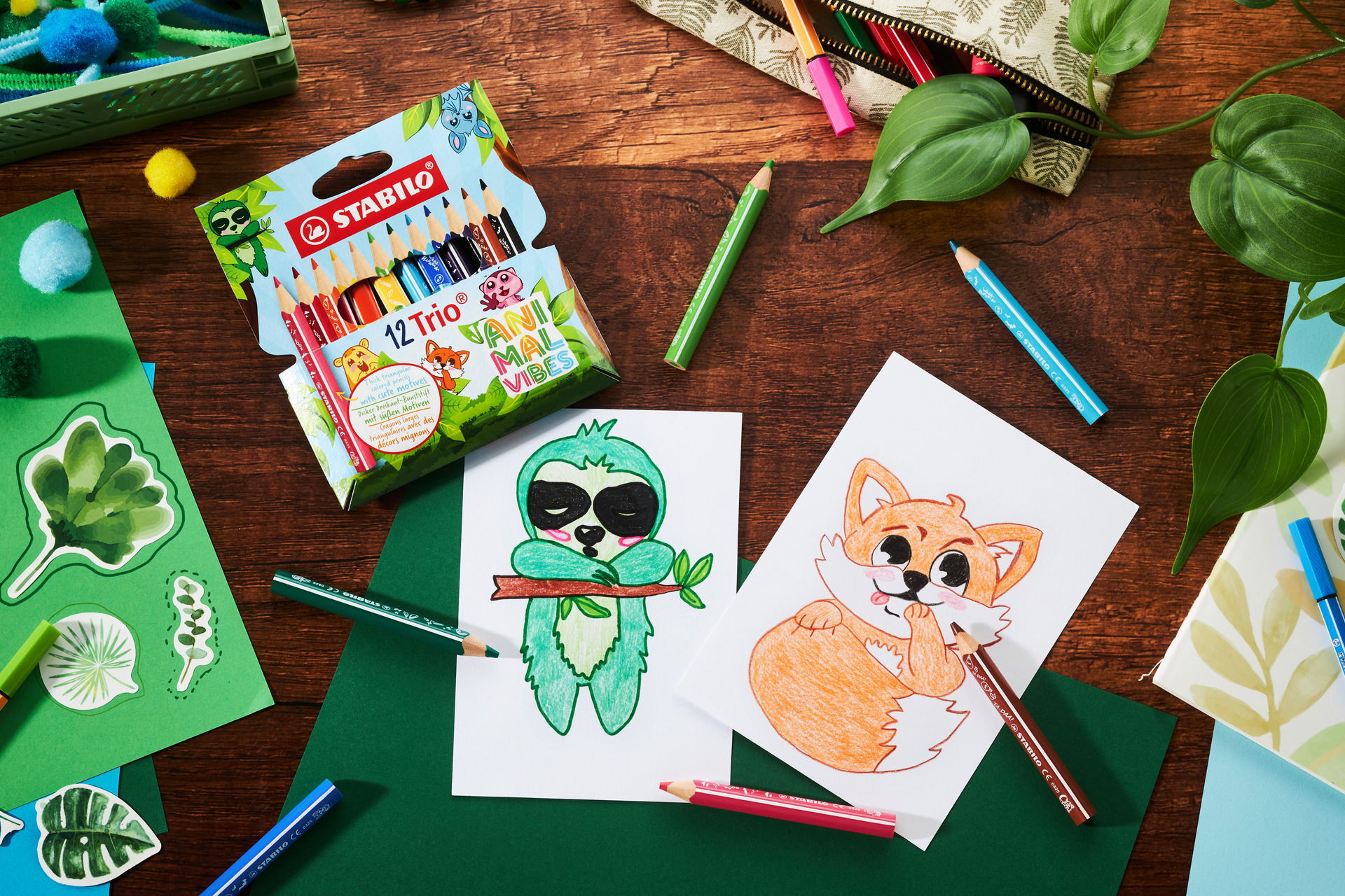 Colored Pencils STABILO Trio thick short Animal Vibes