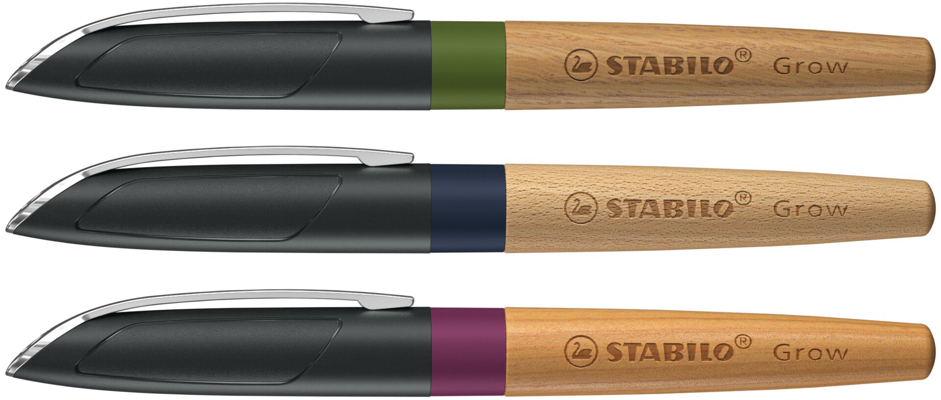 falut pen, fountain?, notebook?, green cap, wooden grip