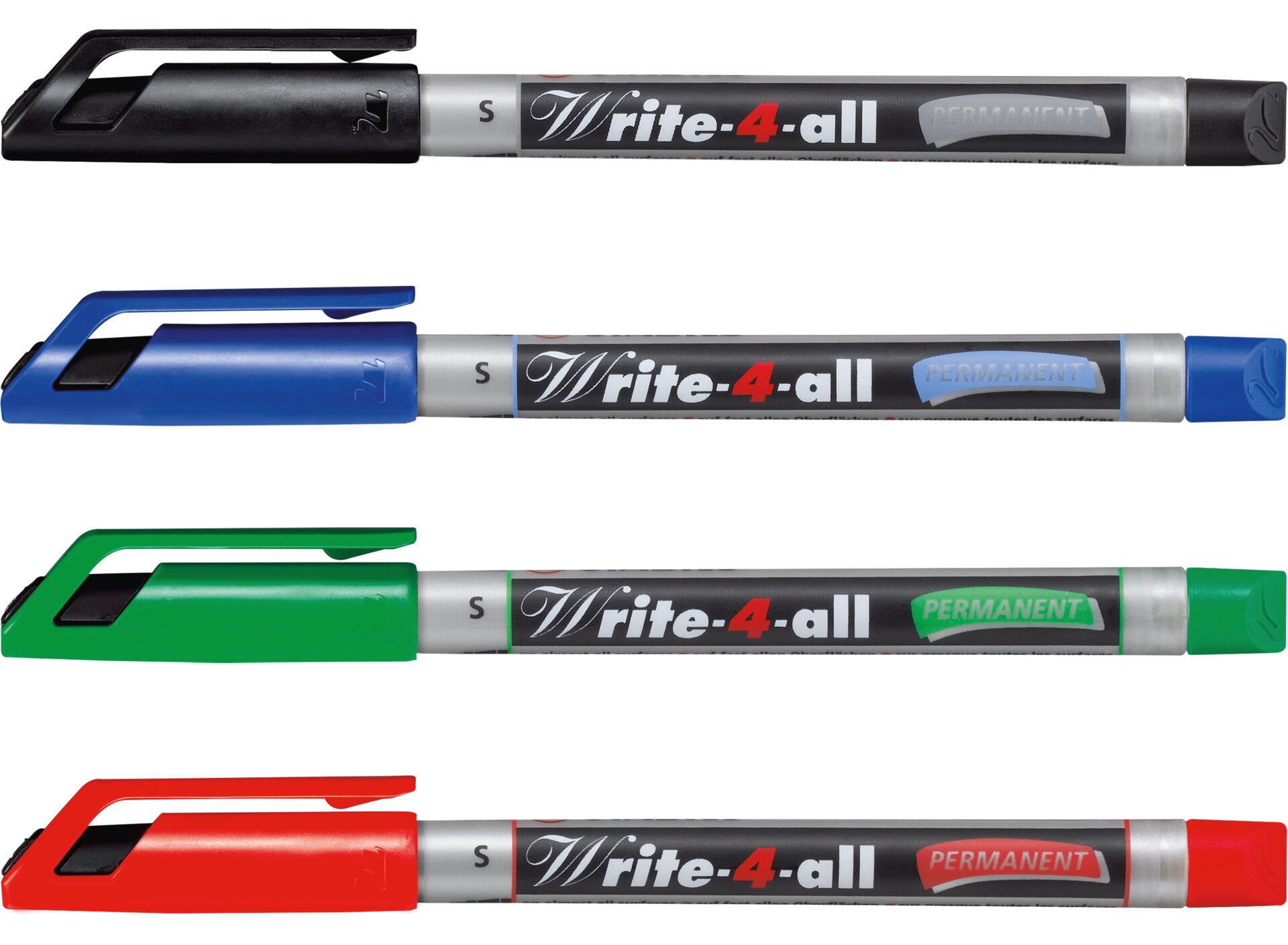 Permanent-Marker STABILO Write-4-all Superfein Whiteboard-Marker, Permanent, Aufsatzspitze, Mehrfarbig, Marker-Stift