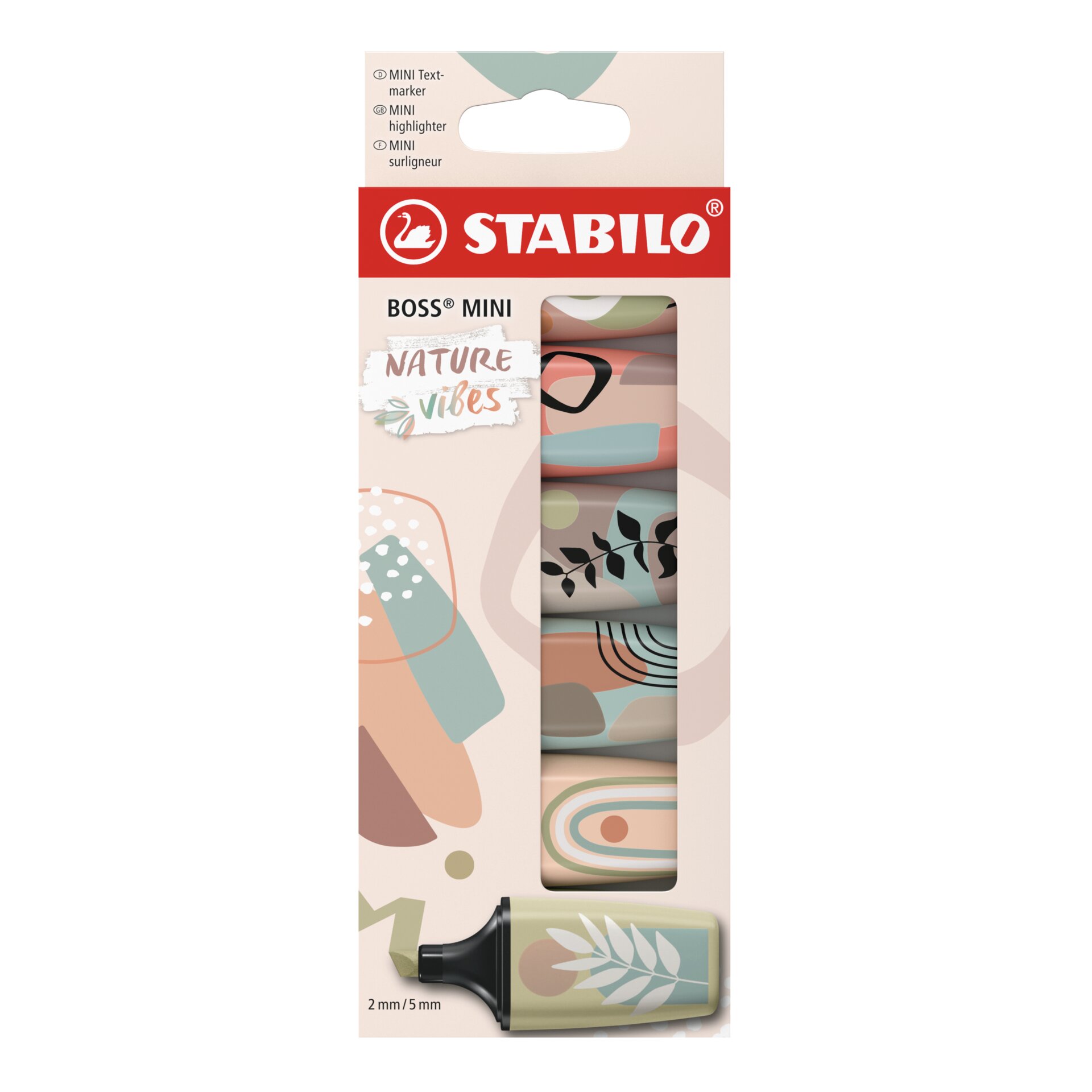 Mini surligneur décoré STABILO BOSS MINI Naturevibes Text Marqueurs STABILO BOSS MINI Naturevibes