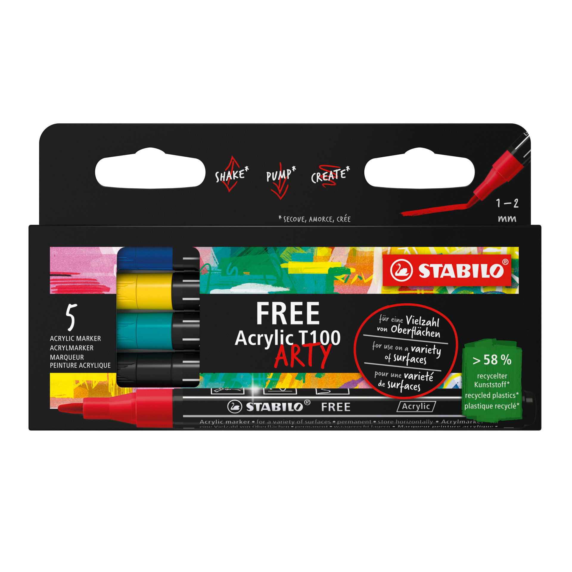 Marqueur peinture STABILO FREE Acrylic T100 Toutes surfaces STABILO FREE Acrylic T100