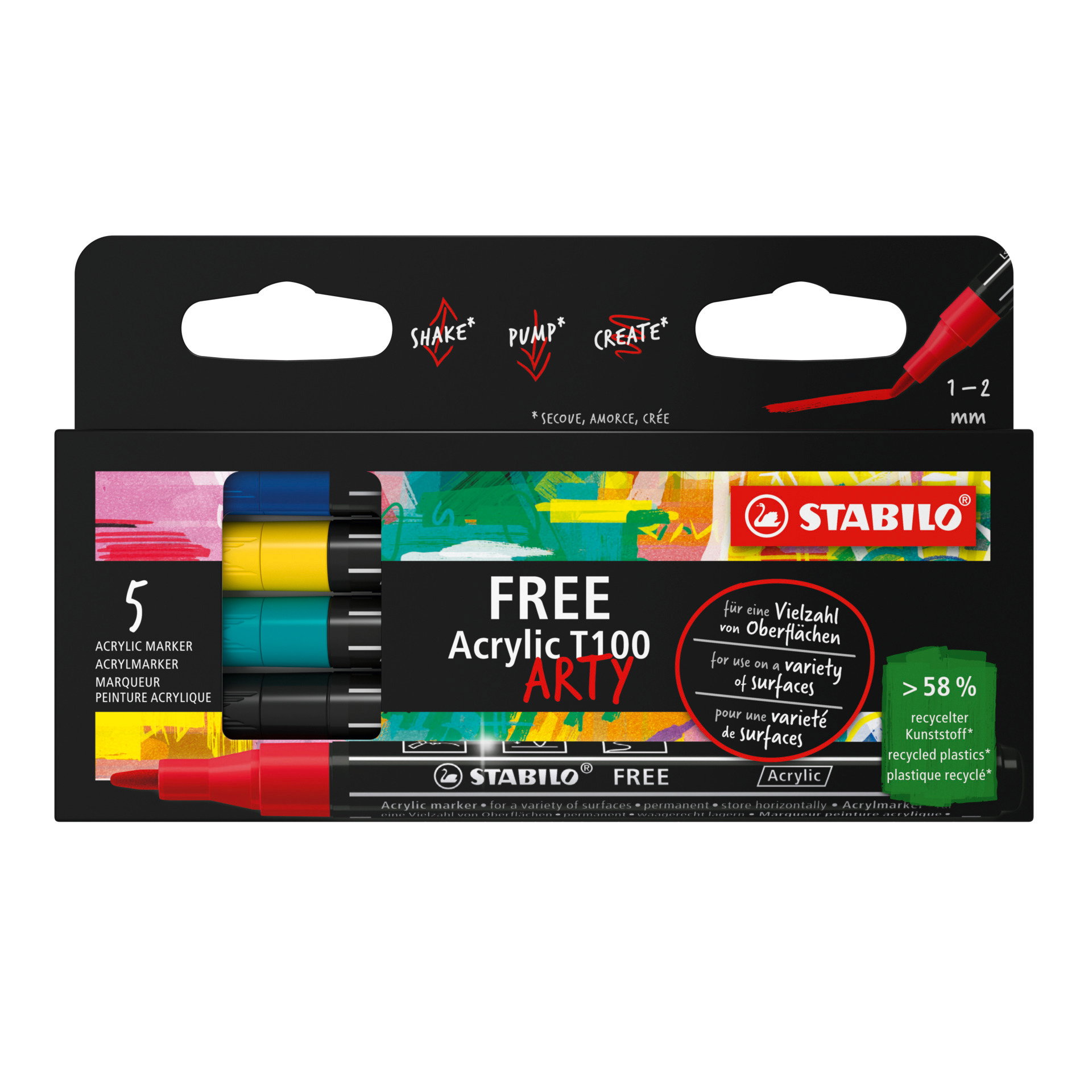 Marqueur peinture STABILO FREE Acrylic T100 Toutes surfaces STABILO FREE Acrylic T100