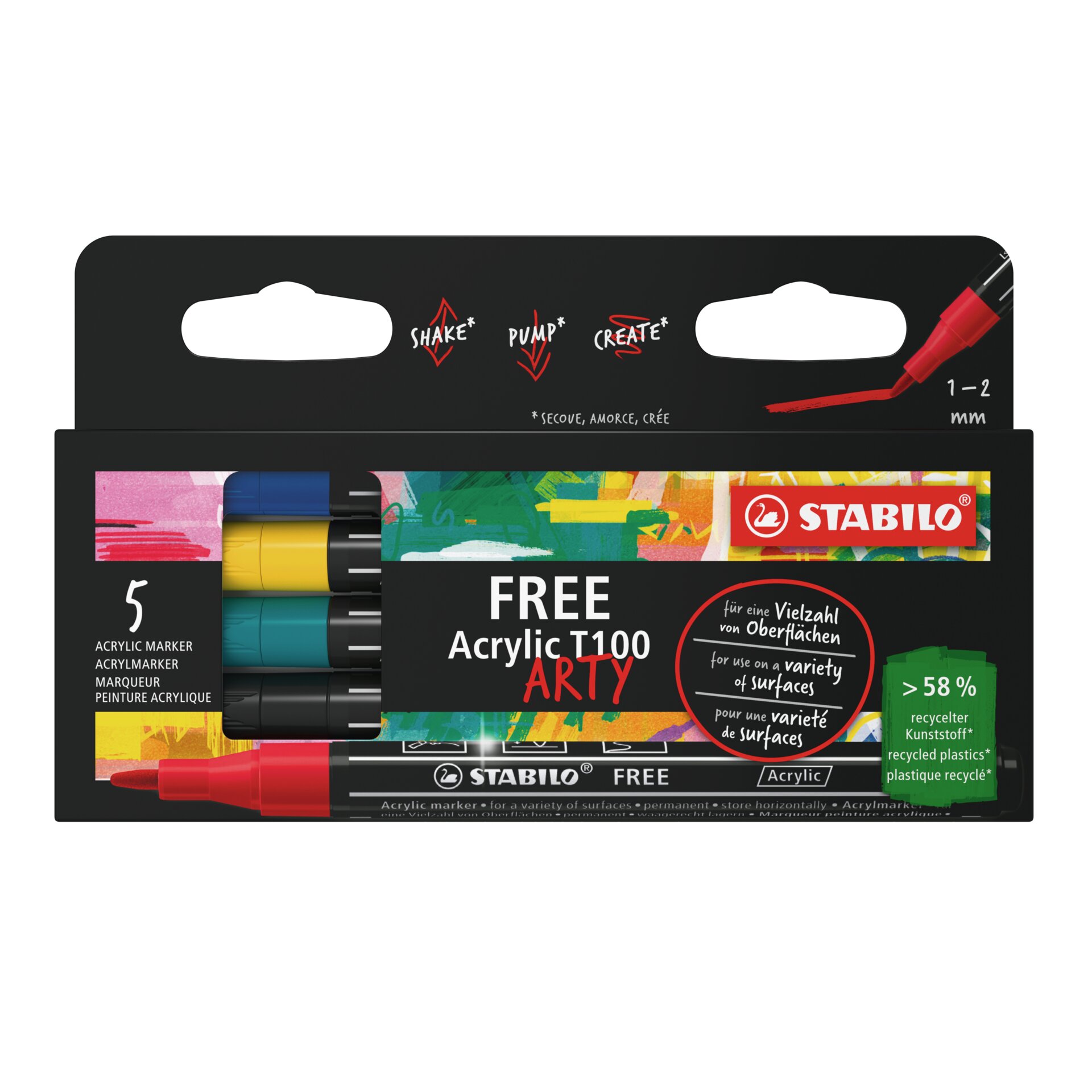 Marqueur peinture STABILO FREE Acrylic T100 Toutes surfaces STABILO FREE Acrylic T100