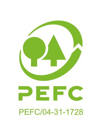 grünes Logo, Baum-Symbol, Kreisemblem, PEFC, Zertifizierung