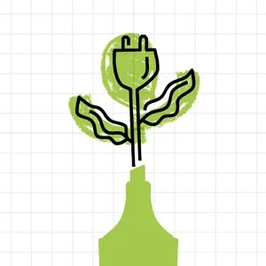A drawn plant with a power plug as a flower