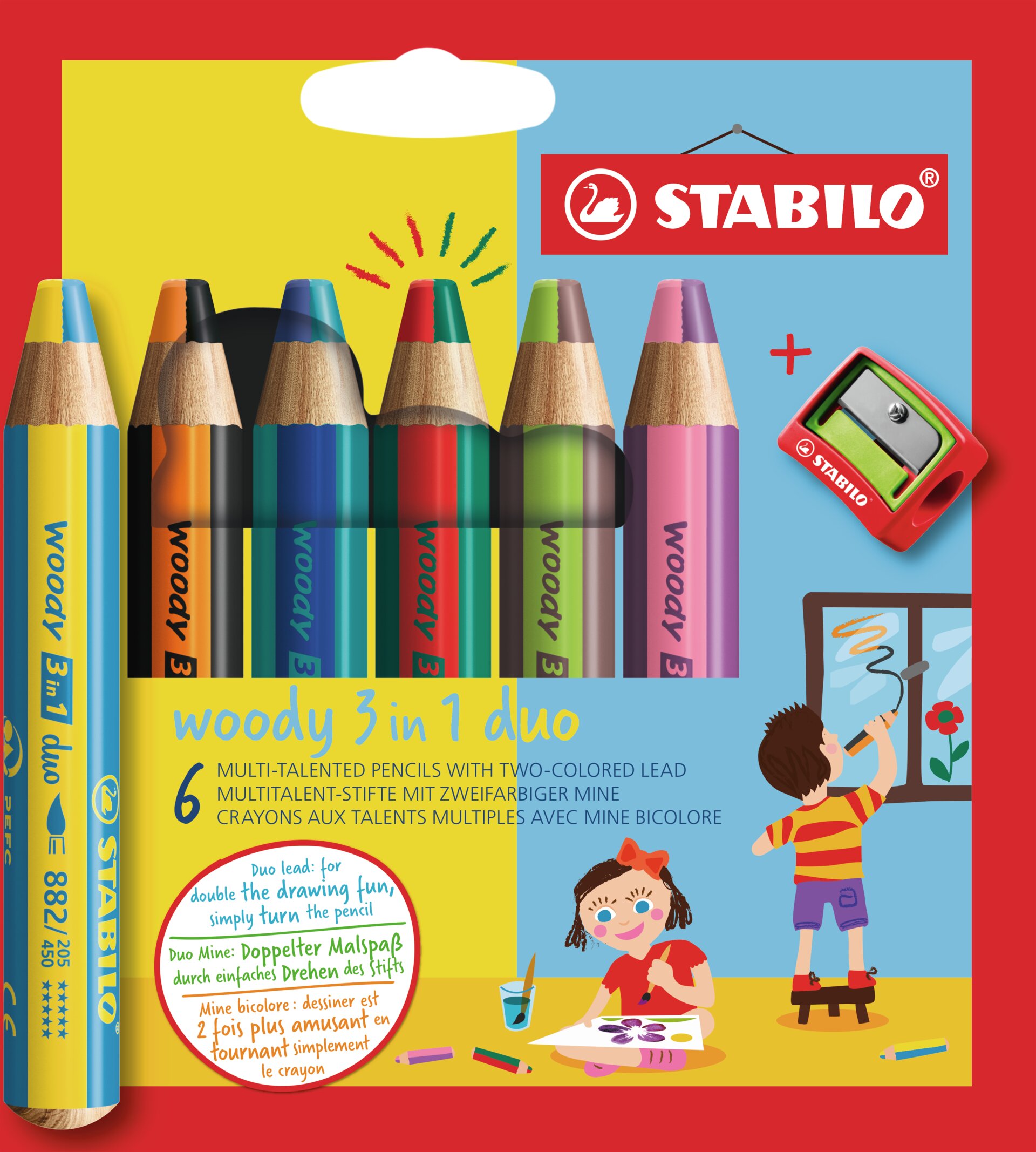 Crayon de couleur multi-talents bicolore STABILO woody 3 in 1 duo Crayons de couleurs STABILO woody 3 in 1 duo