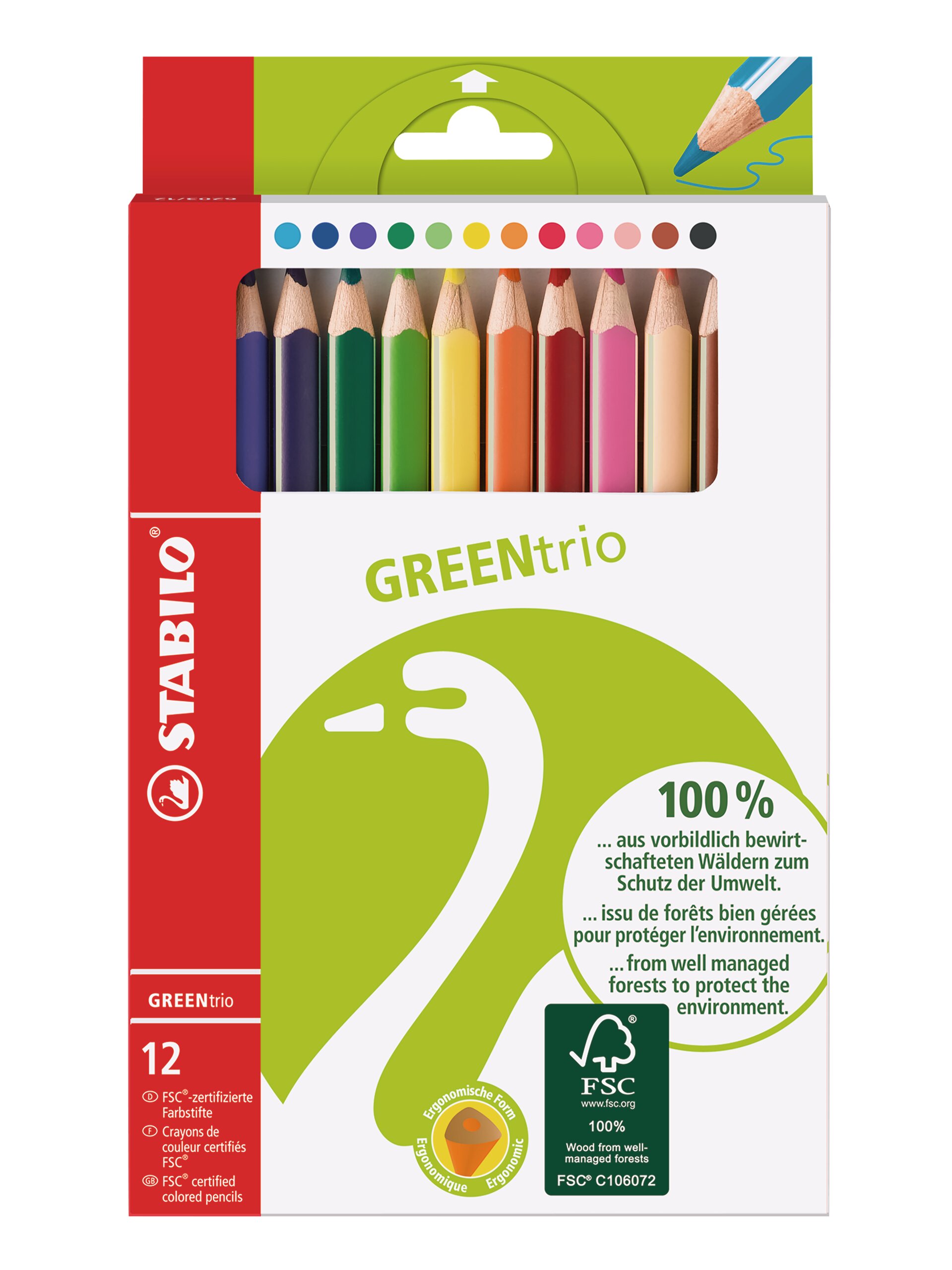 FSC®-tanúsított háromszögletű színes ceruza STABILO GREENtrio Színes ceruzák STABILO GREENtrio