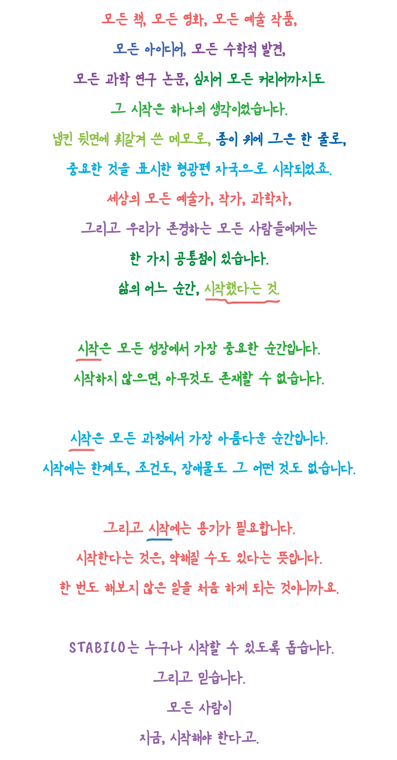 The START BEGINNING Manifesto of STABILO