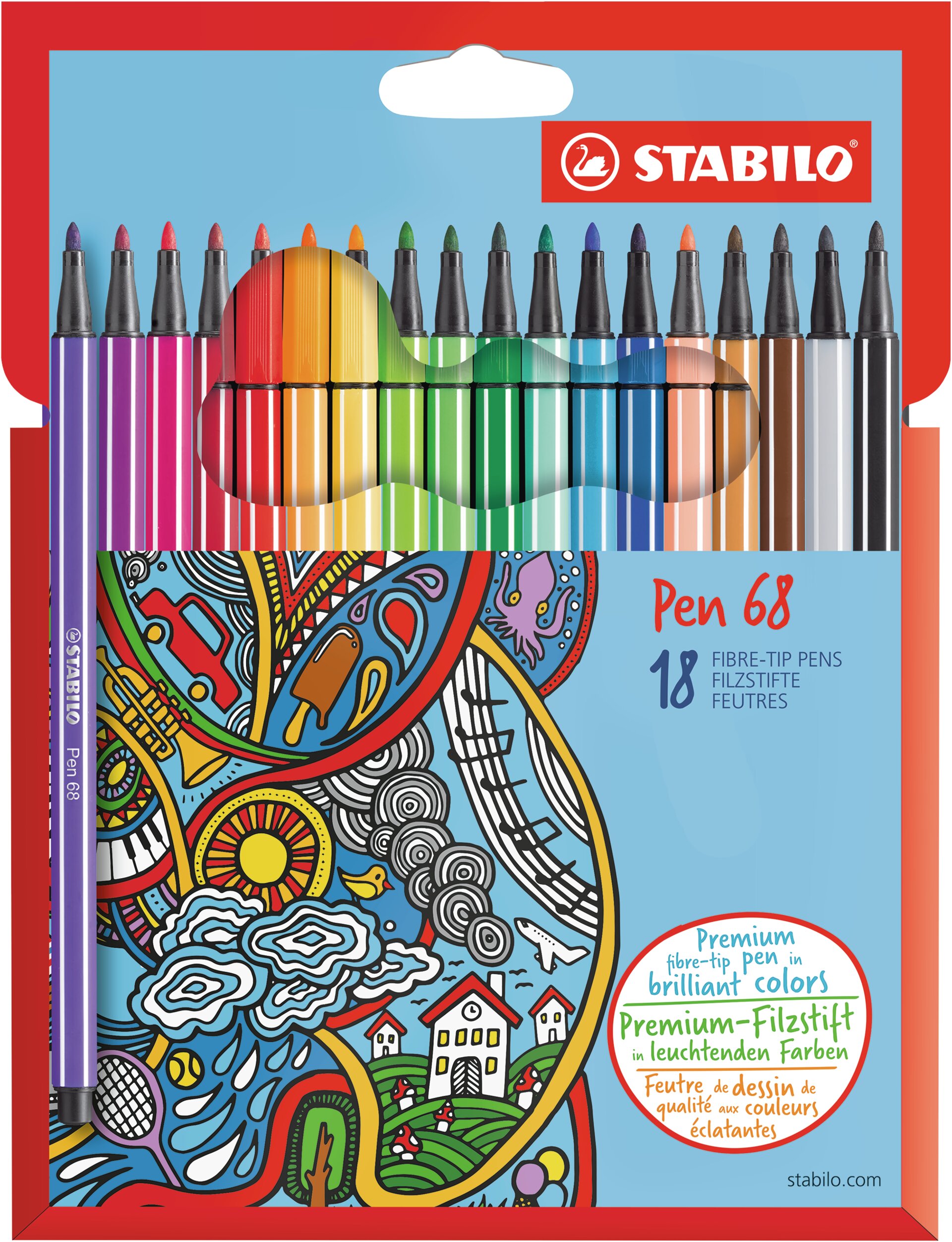Premium flamaster STABILO Pen 68 Fibrowa końcówka STABILO Pen 68