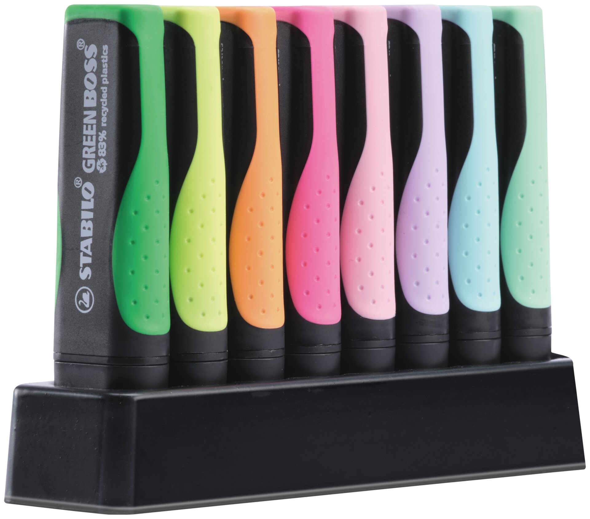 Surligneur en plastique recyclé à 83 % STABILO GREEN BOSS Text Marqueurs STABILO GREEN BOSS Pastel