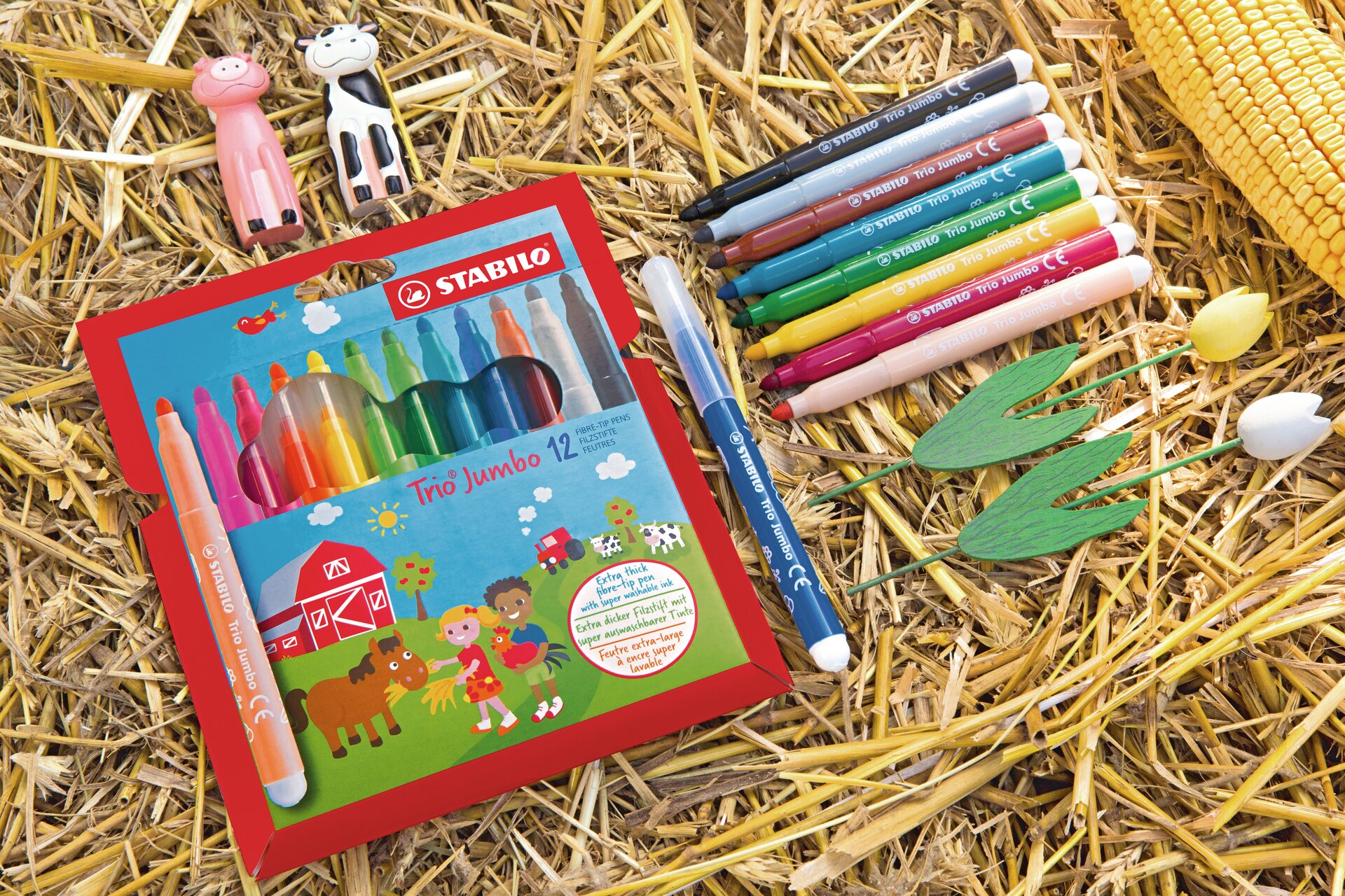 Fasermaler STABILO Trio Jumbo, buntstifte, markerset, malset, 12 farben, kidstarter-set