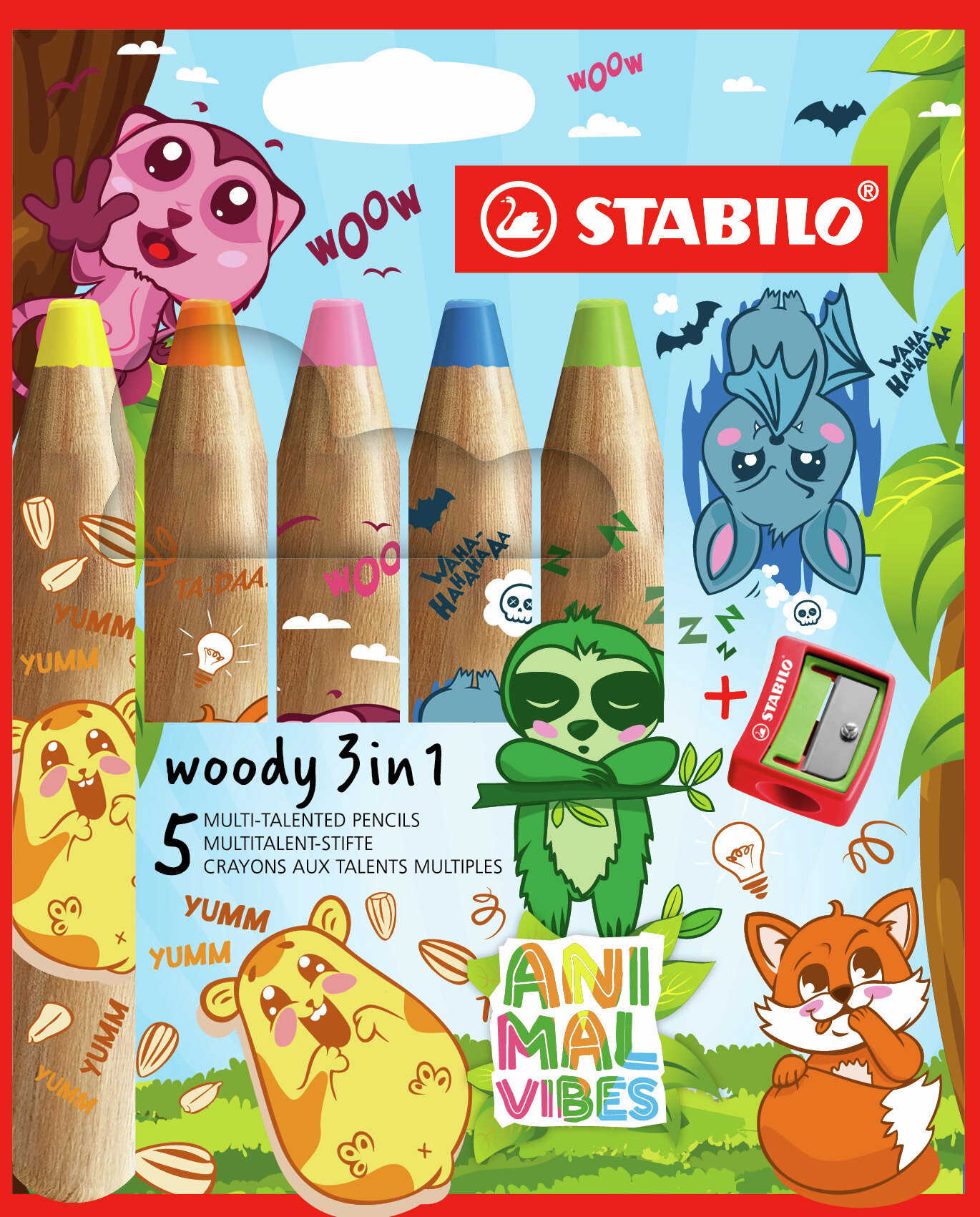 Crayon de couleur multi-talents STABILO woody 3 in 1 Animal Vibes Crayon de couleur multi-talents STABILO woody 3 in 1 Animal Vibes