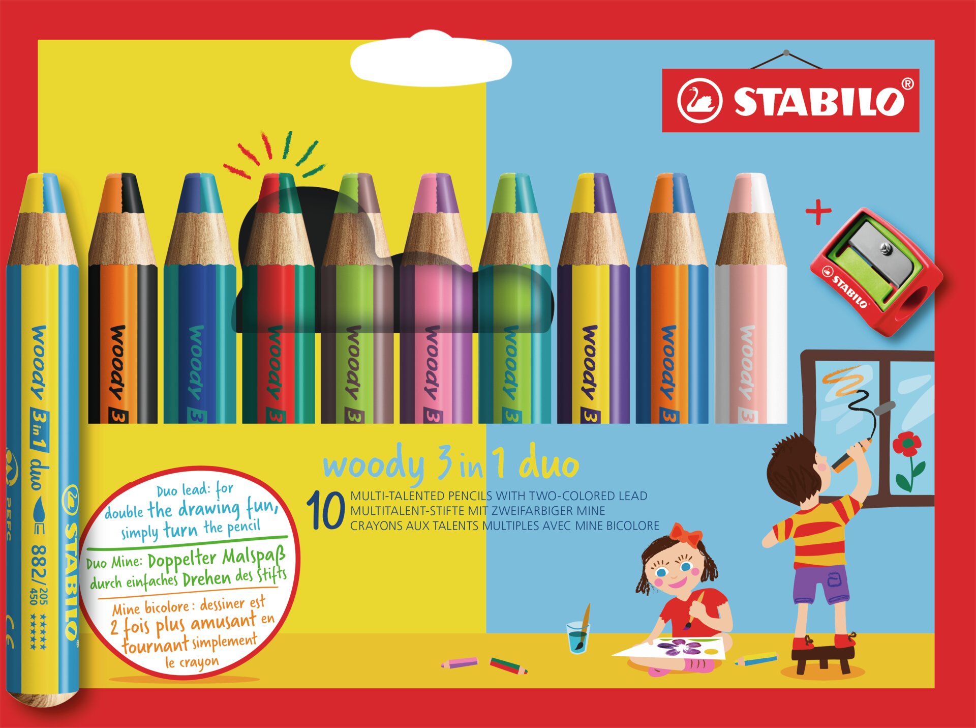 Crayon de couleur multi-talents bicolore STABILO woody 3 in 1 duo Crayons de couleurs STABILO woody 3 in 1 duo