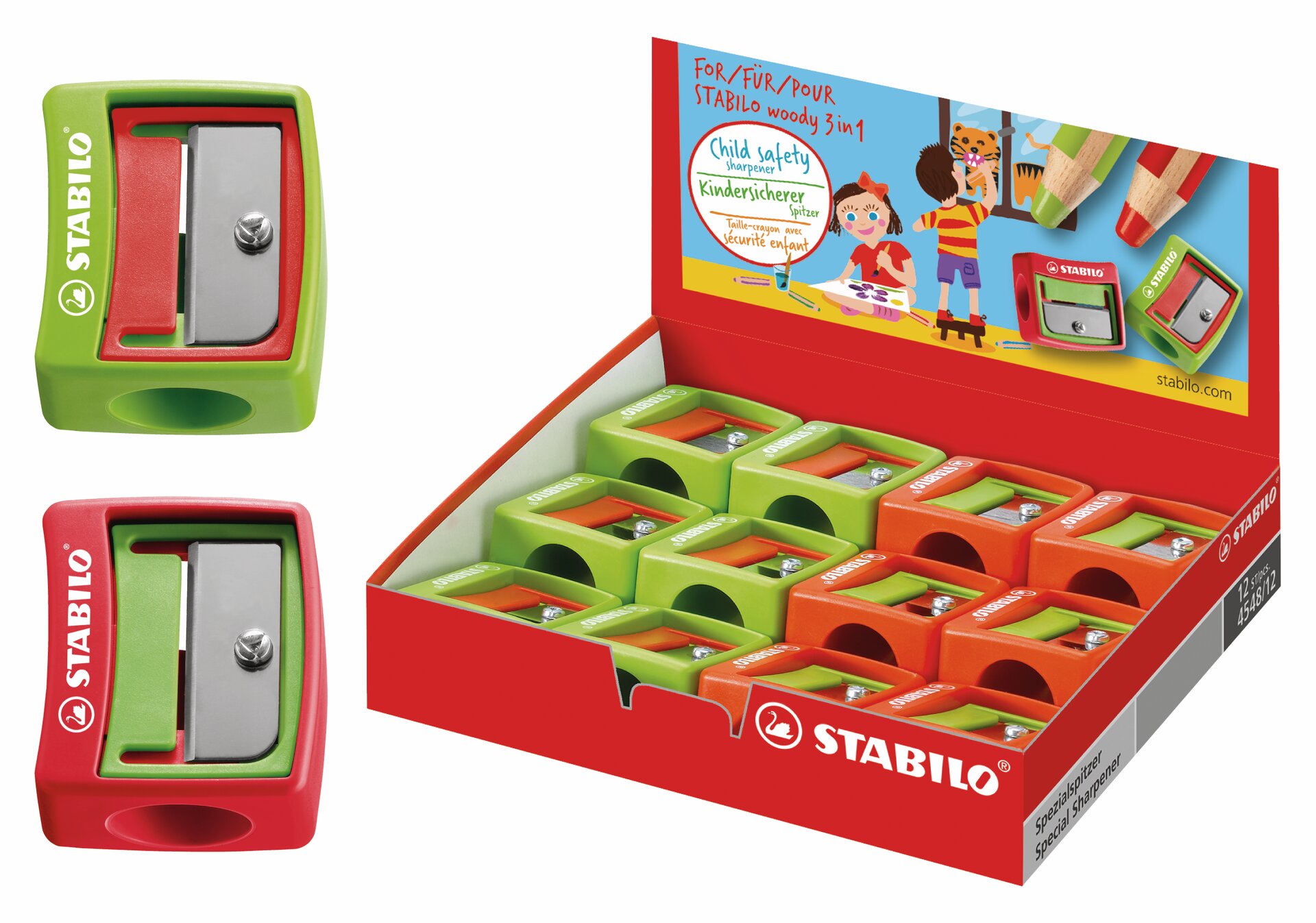 STABILO woody 3 in 1 Spezialspitzer Spitzer, Schleifer, Spitzer, Schreiblechner, Bleistiftspitzer, Stabilo