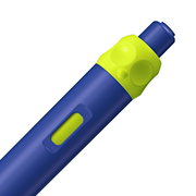 STABILO DigiPen, Wasserflasche, Klappdeckel, blauer Körper, neongrüne Grifffläche, Knopf-Schalter