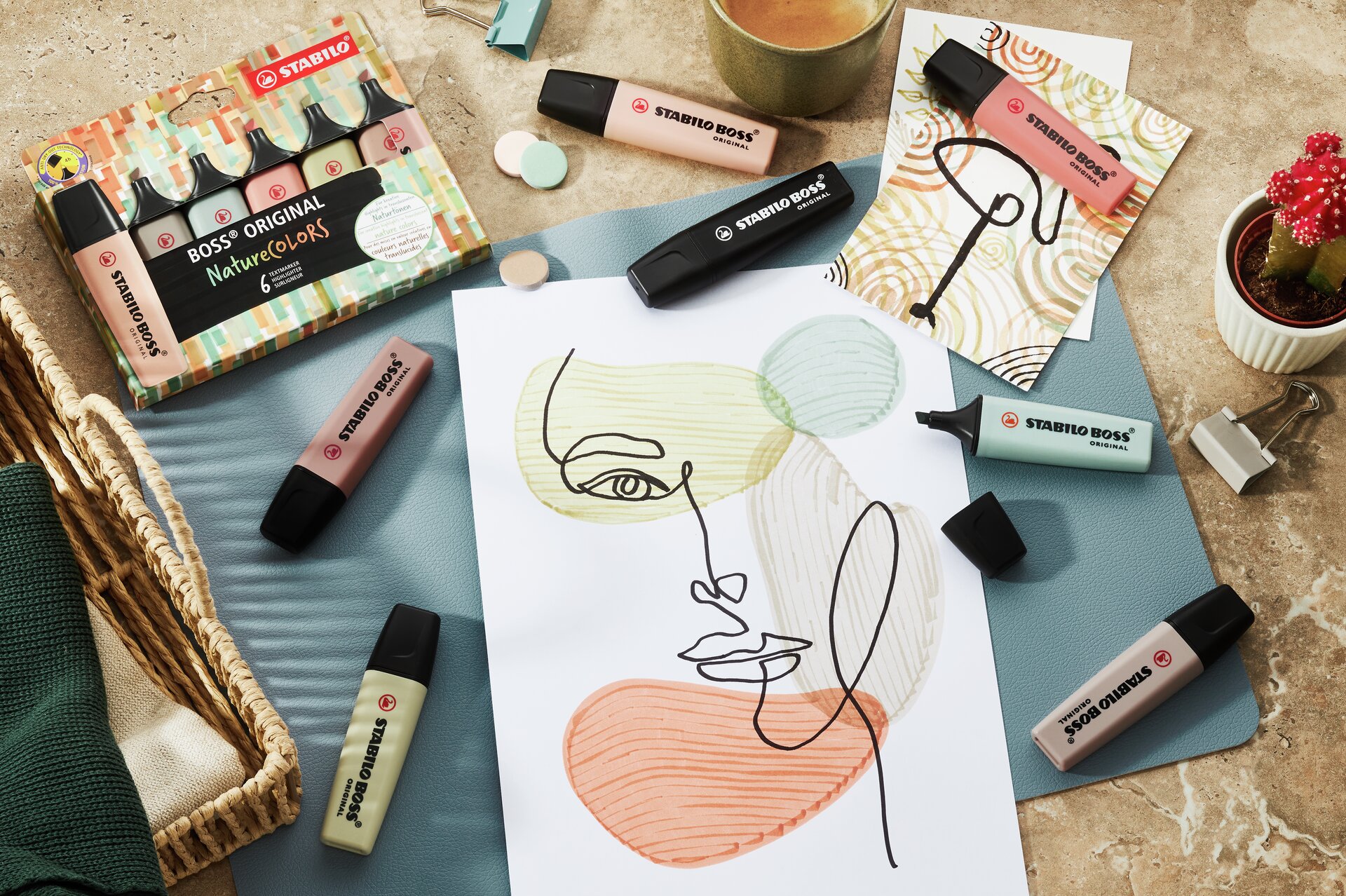 Textmarker STABILO BOSS ORIGINAL NatureCOLORS, Kunstbedarf, Marker, Filzstifte, Stabilo, Zeichnen