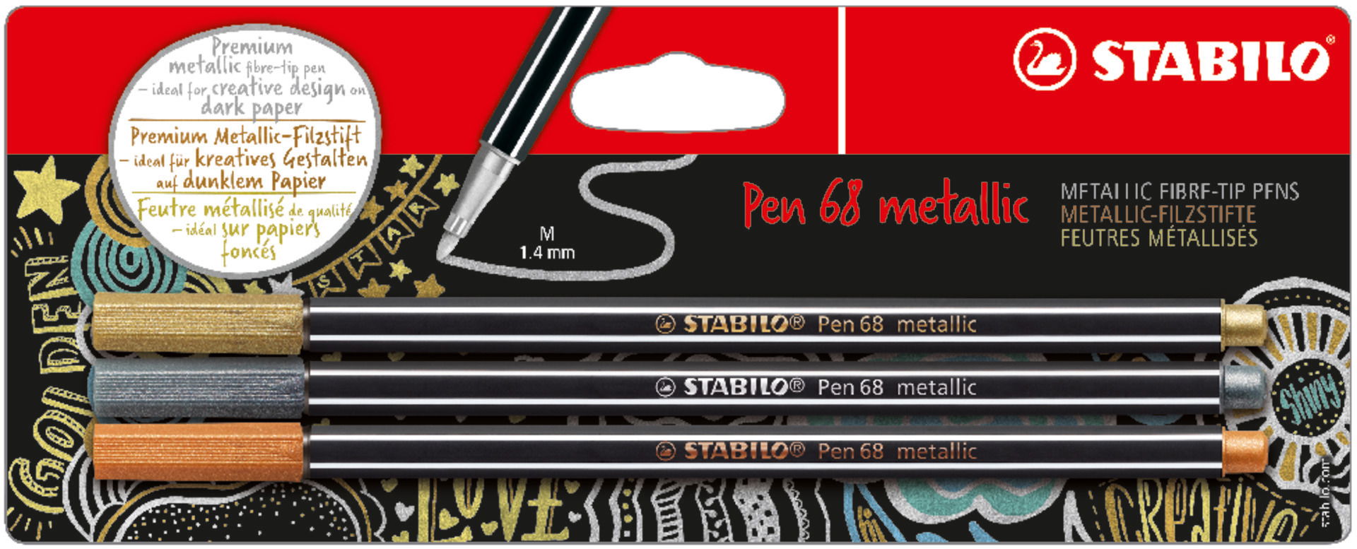 Prémiový metalický vláknový fix STABILO Pen 68 metallic Fiber-Tip Pen STABILO Pen 68 metallic