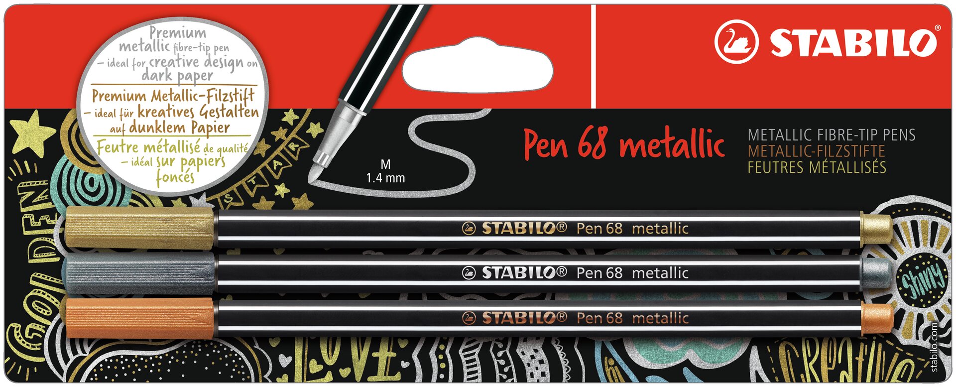 Prémiový metalický vláknový fix STABILO Pen 68 metallic Fiber-Tip Pen STABILO Pen 68 metallic
