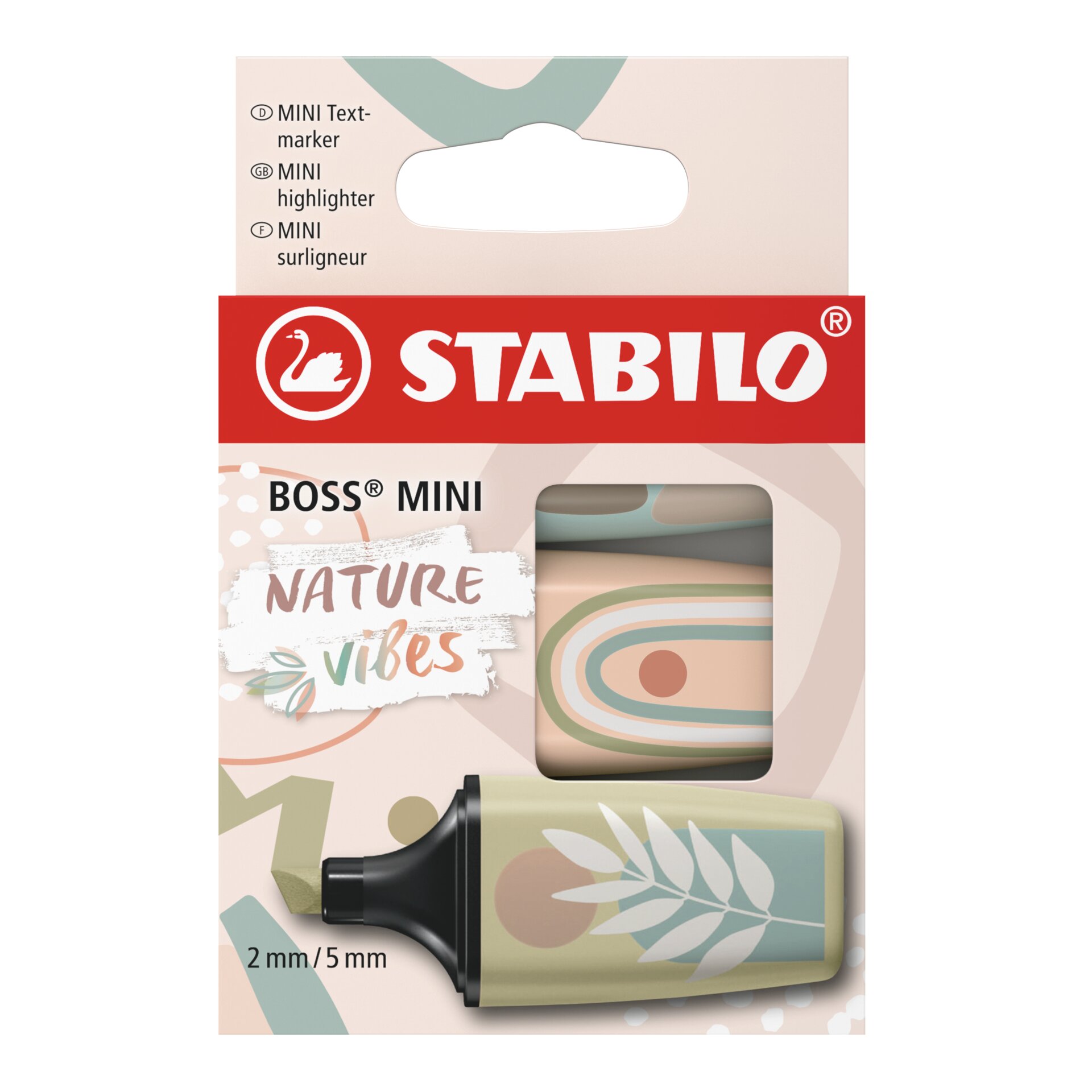 Mini surligneur décoré STABILO BOSS MINI Naturevibes Text Marqueurs STABILO BOSS MINI Naturevibes