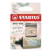 Textmarker STABILO BOSS MINI Naturevibes, Stempel, Starklack-Menno, MINI Textmarker, Natuur vibes, Self-ink