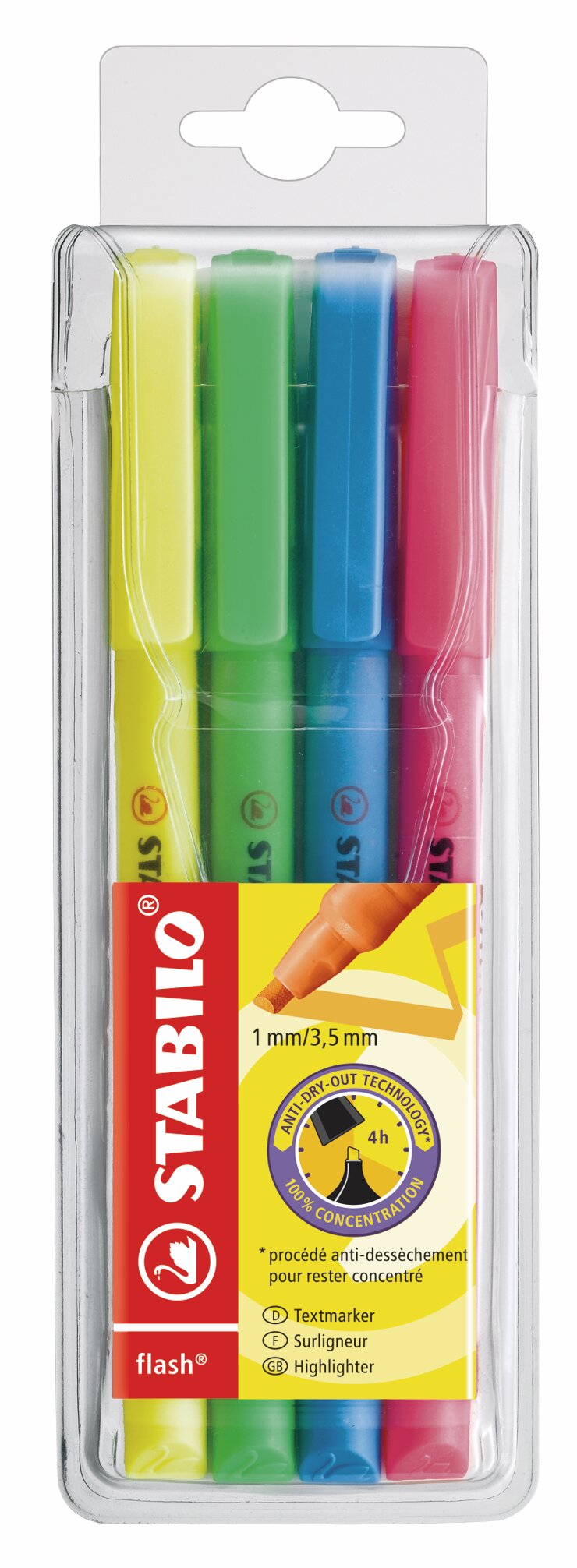 Textmarker STABILO flash, Textmarker, Hochlighter, Marker, Fluoreszierend, Set