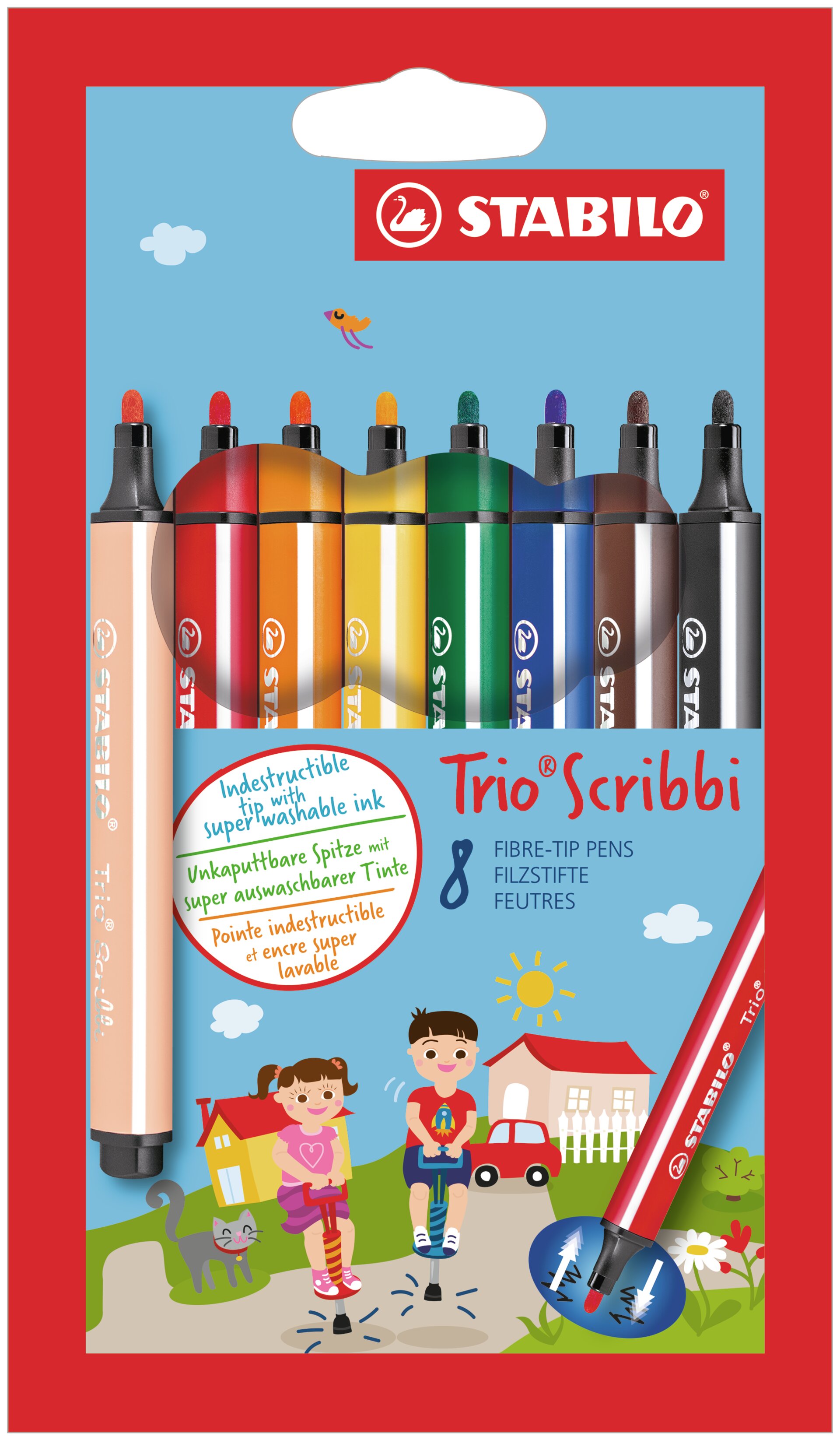 Triangular felt-tip pen with spring-loaded tip STABILO Trio Scribbi Fiber-Tip Pen STABILO Trio Scribbi