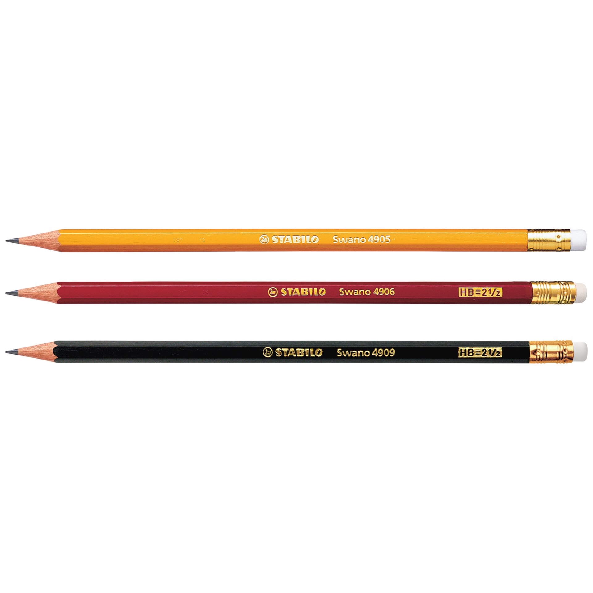 Bleistift, HB, 2B, Holz, Schwarz/Orange/Rot