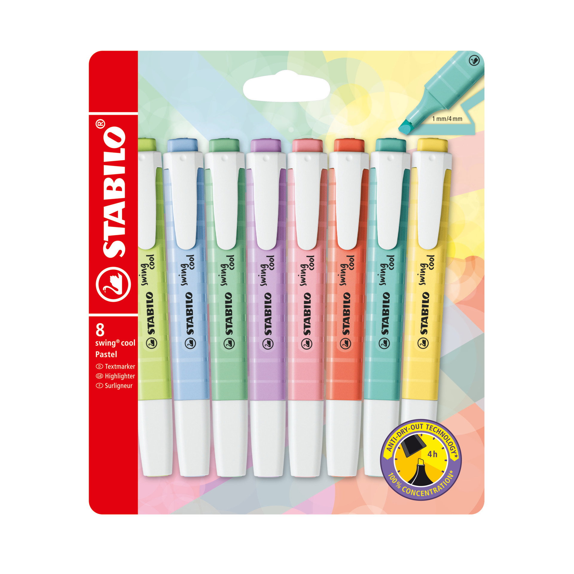 Surligneur format stylo STABILO swing cool Pastel Text Marqueurs STABILO swing cool Pastel