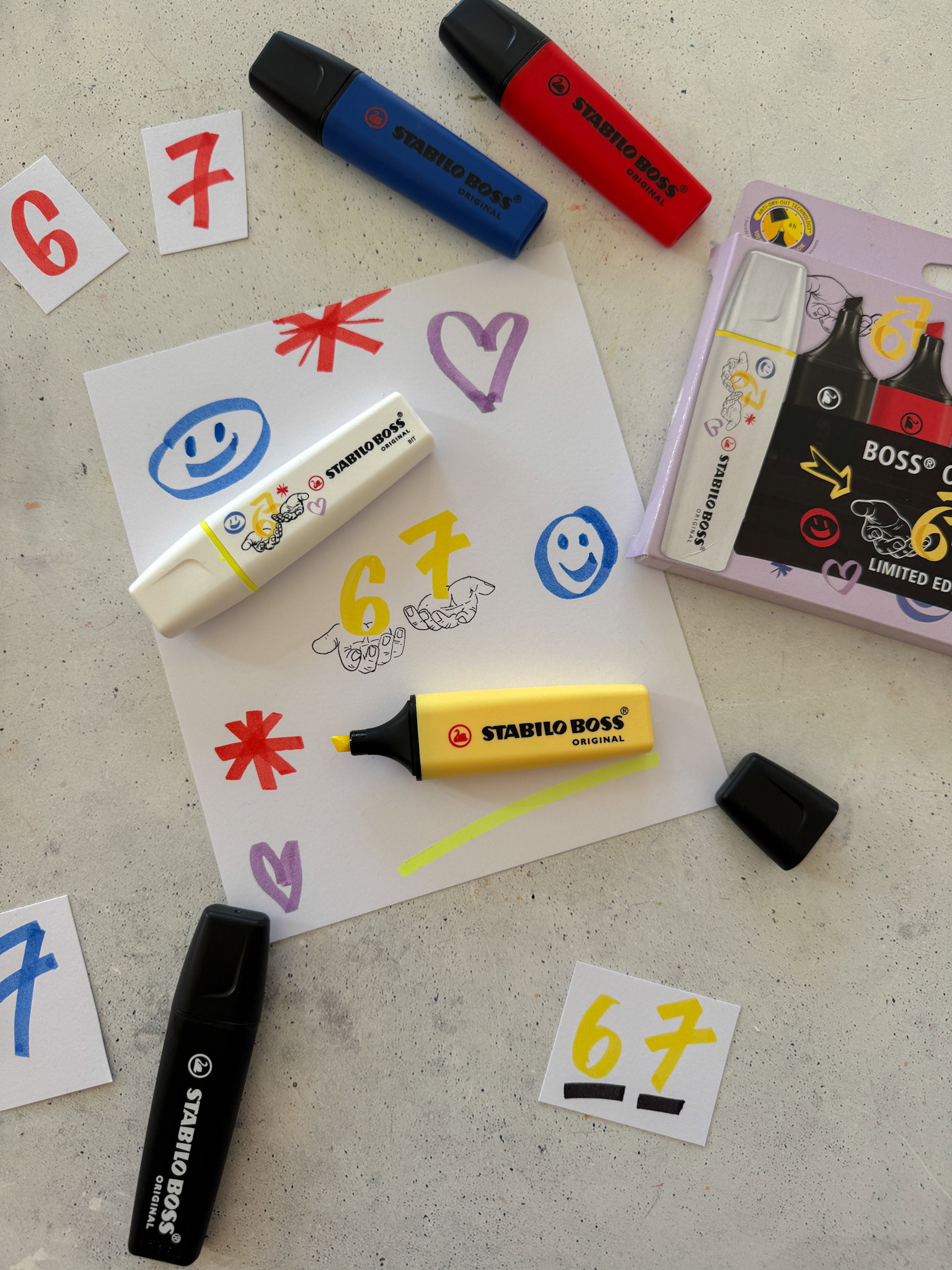 highlighter, markers, dry-erase, art supplies, sticki