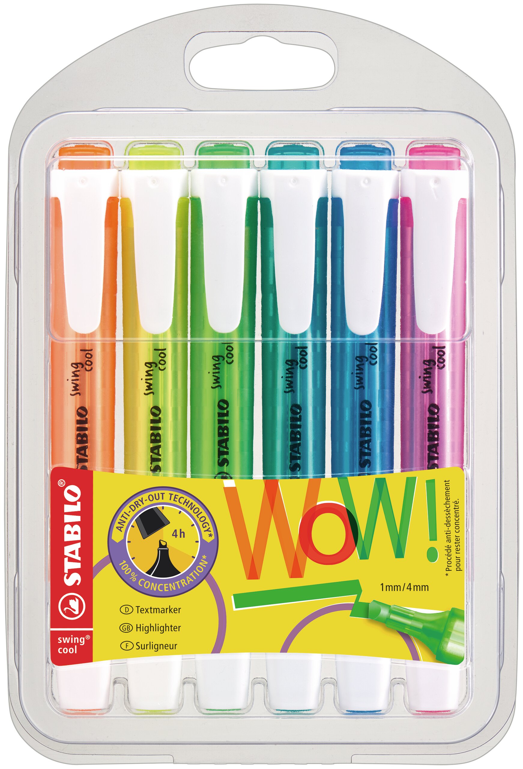 Marker set, Fluorescent markers, Highlighter pens, Color markers, Cabinet packaging