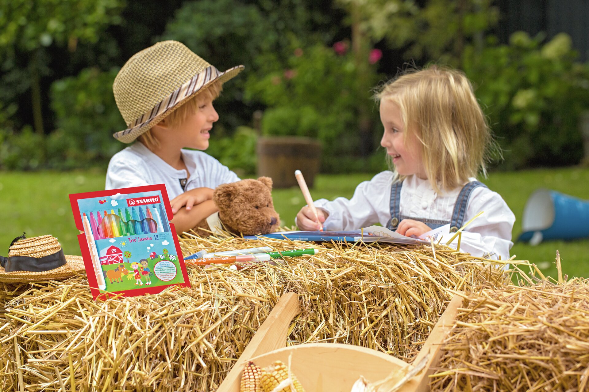 Fasermaler STABILO Trio Jumbo, Kinder, Malset, Strohballen, Pappe, Hut
