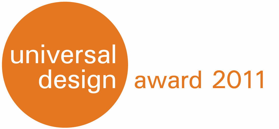 Eventabzeichen, Designpreis, oranger Kreis, universelles Design, 2011