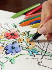 Buntstift, Schwarzer Stift, Buntstifte-Set, Blumenzeichnung, Papier