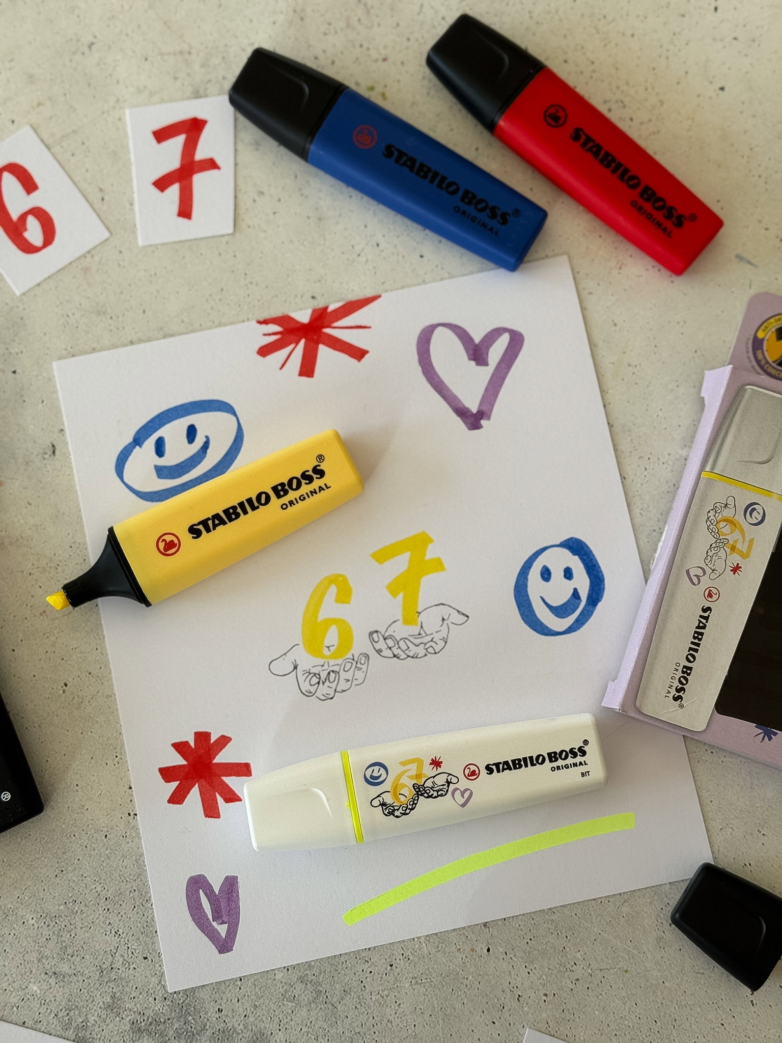 Marker, Stabilo, Klebebild, Kunstprojekt, Farbstift