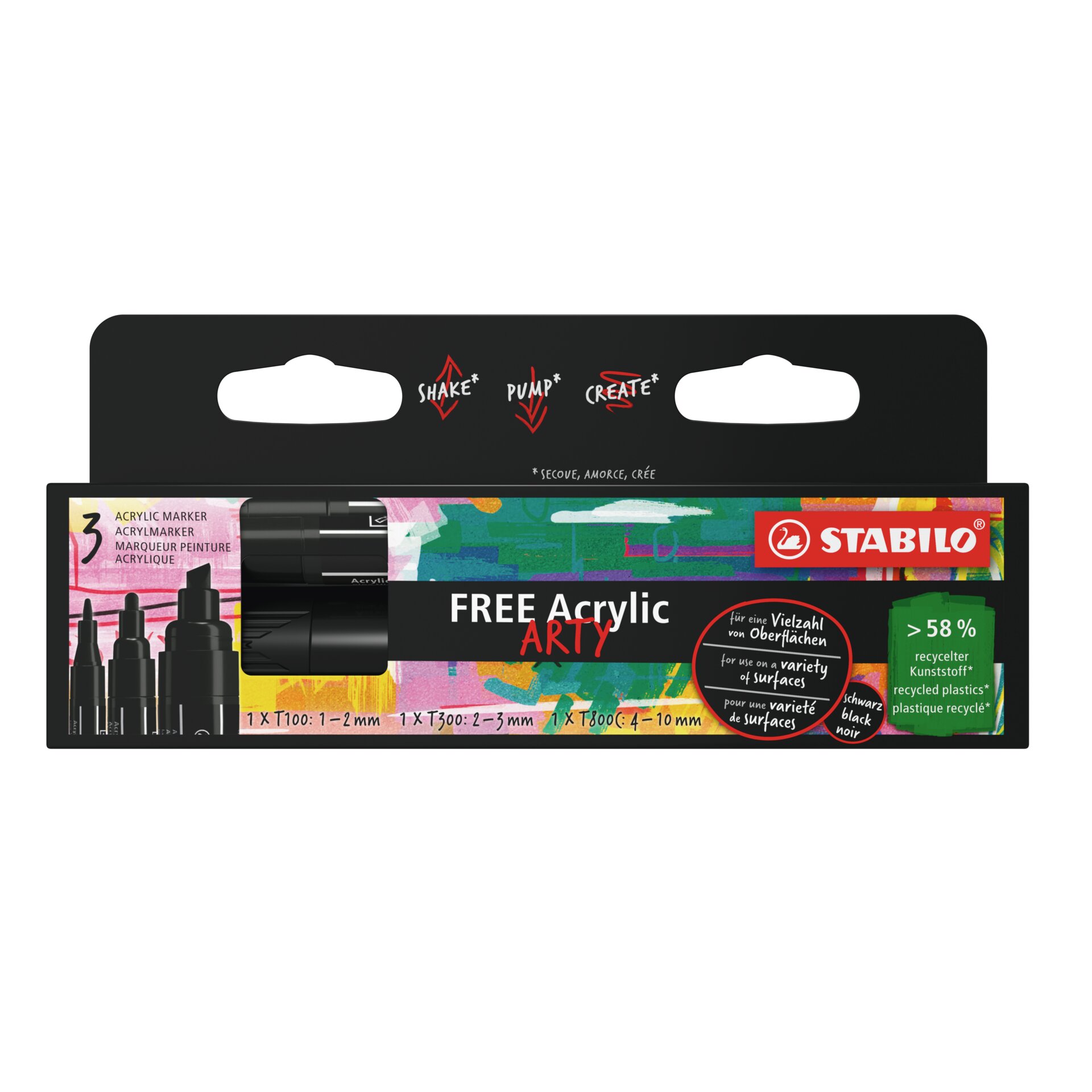 691/693-3-746 FREE Acrylic Mix Tip Black NEW Offline Teljes felület STABILO FREE Acrylic