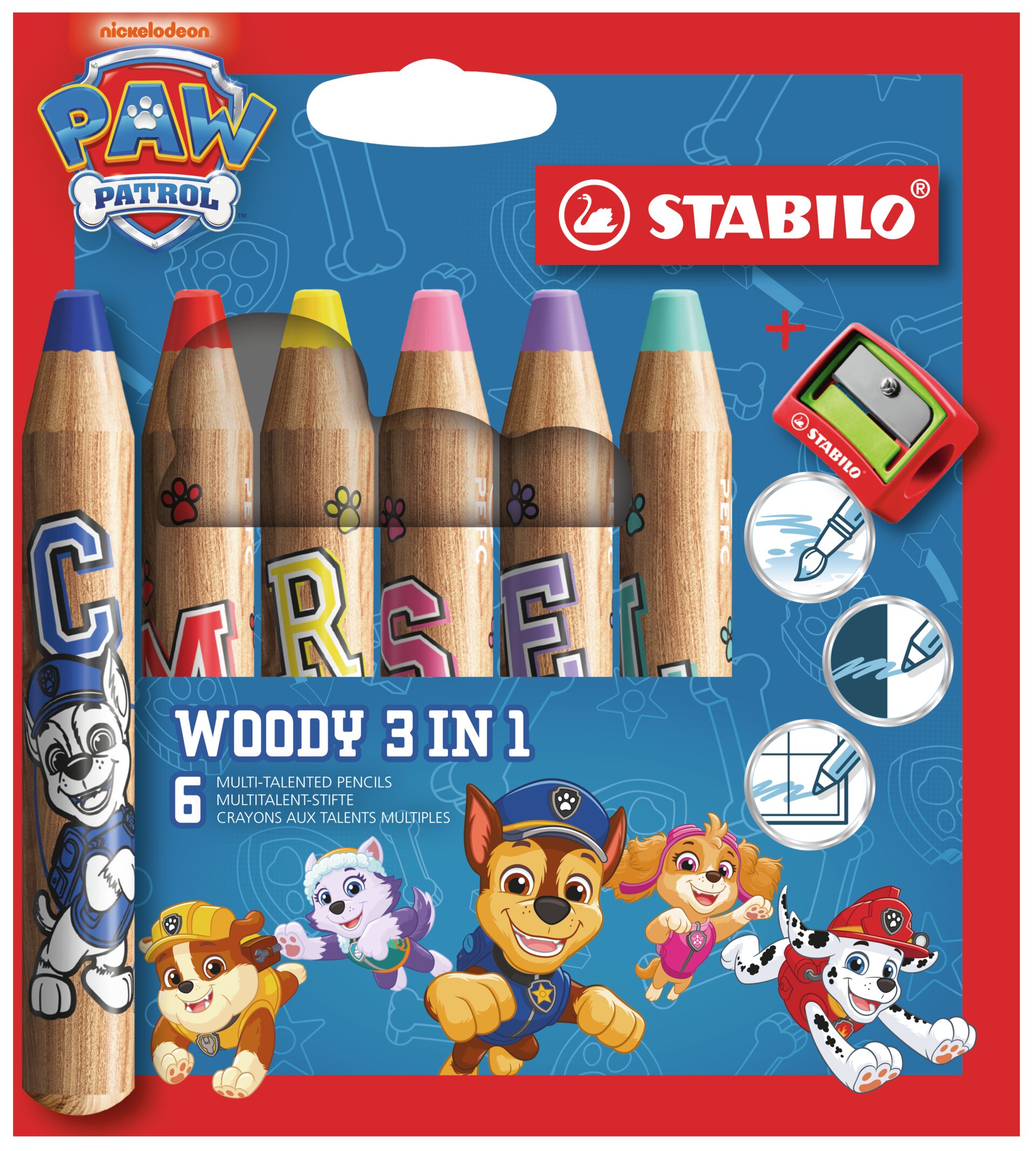 Matitone multiuso STABILO woody 3 in 1 PAW Patrol Matite colorate STABILO woody 3 in 1 PAW Patrol