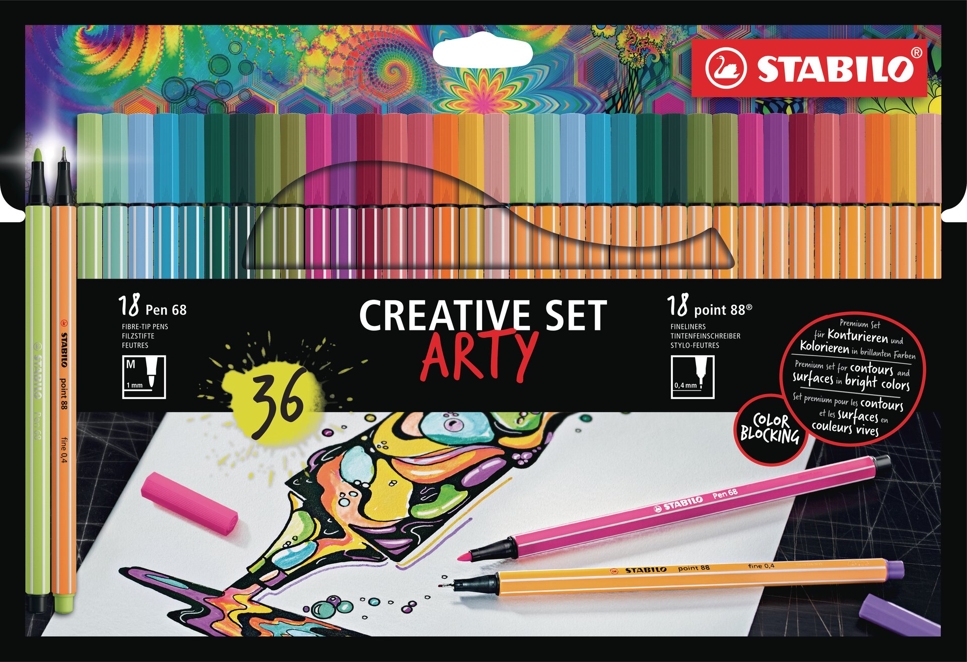 Set créatif STABILO ARTY : STABILO Pen 68 et STABILO point 88 Set créatif STABILO ARTY : STABILO Pen 68 et STABILO point 88