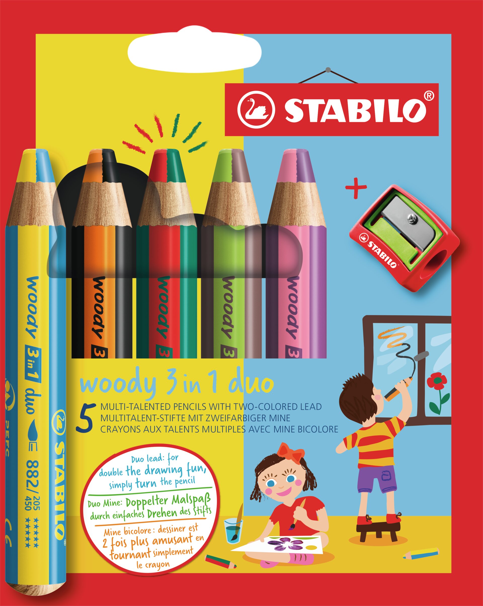 Crayon de couleur multi-talents bicolore STABILO woody 3 in 1 duo Crayons de couleurs STABILO woody 3 in 1 duo
