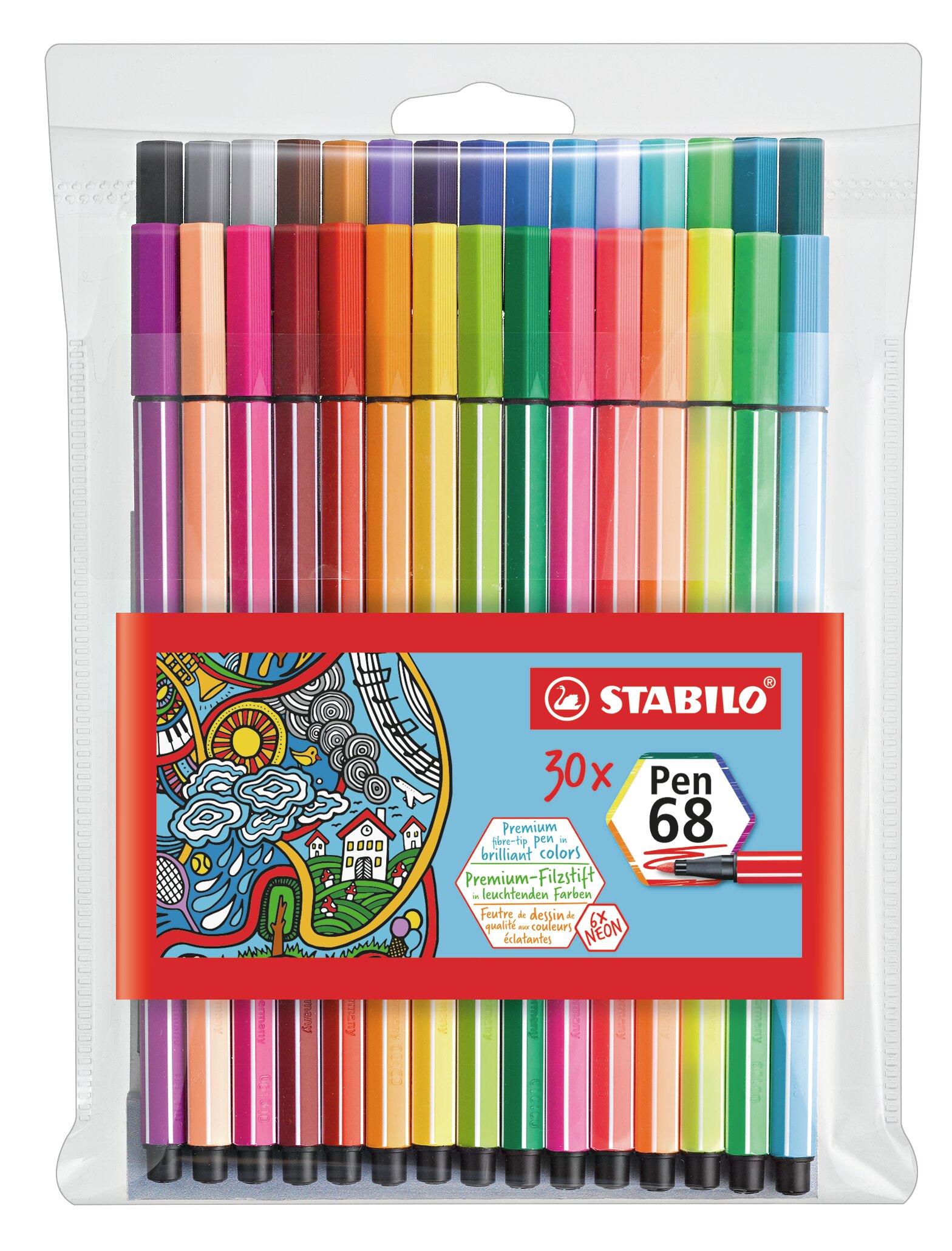 Premium-Filzstift STABILO Pen 68 Fasermaler STABILO Pen 68, Marker, Marker-Set, Marker-Set (Farben), Farbmarker, Stifte