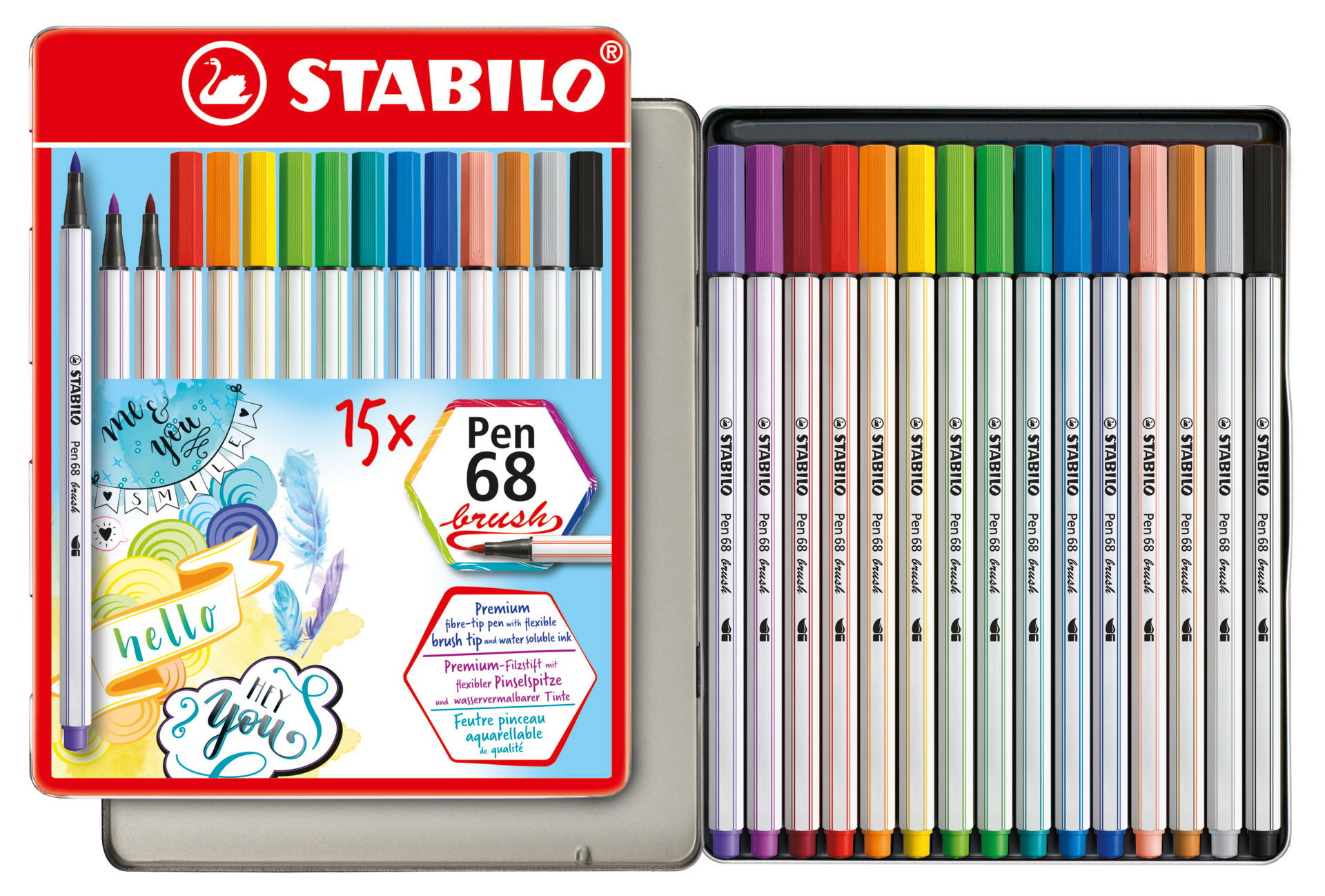 Premium felt-tip pen with brush tip STABILO Pen 68 brush Fiber-Tip Pen STABILO Pen 68 brush