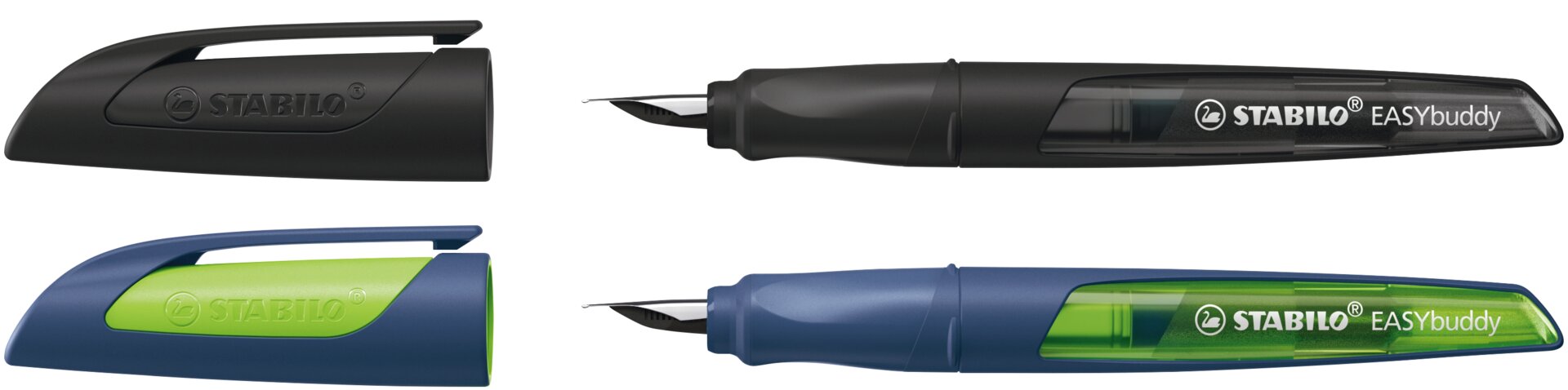 Ergonomic school fountain pen STABILO EASYbuddy Twilight Sky Edition Korrekturhefter, Faltkappe?, Halter, Schneidekappe?
