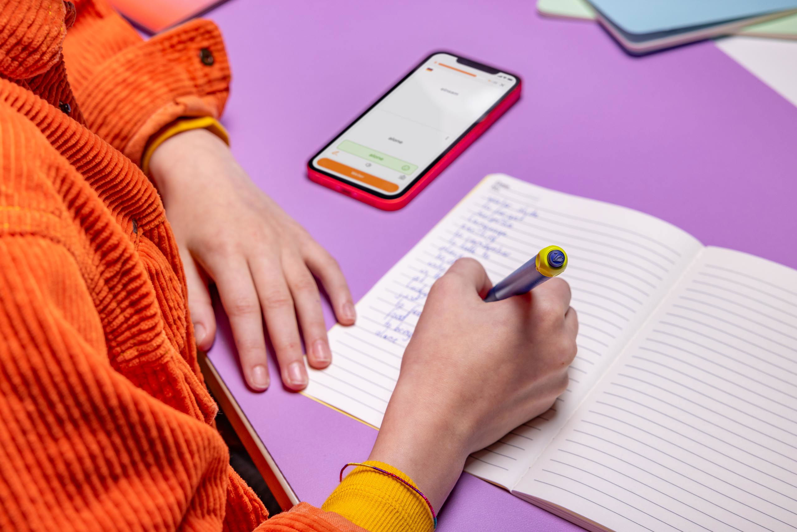 Person, Schreiben, Stift, Handy, Telefon