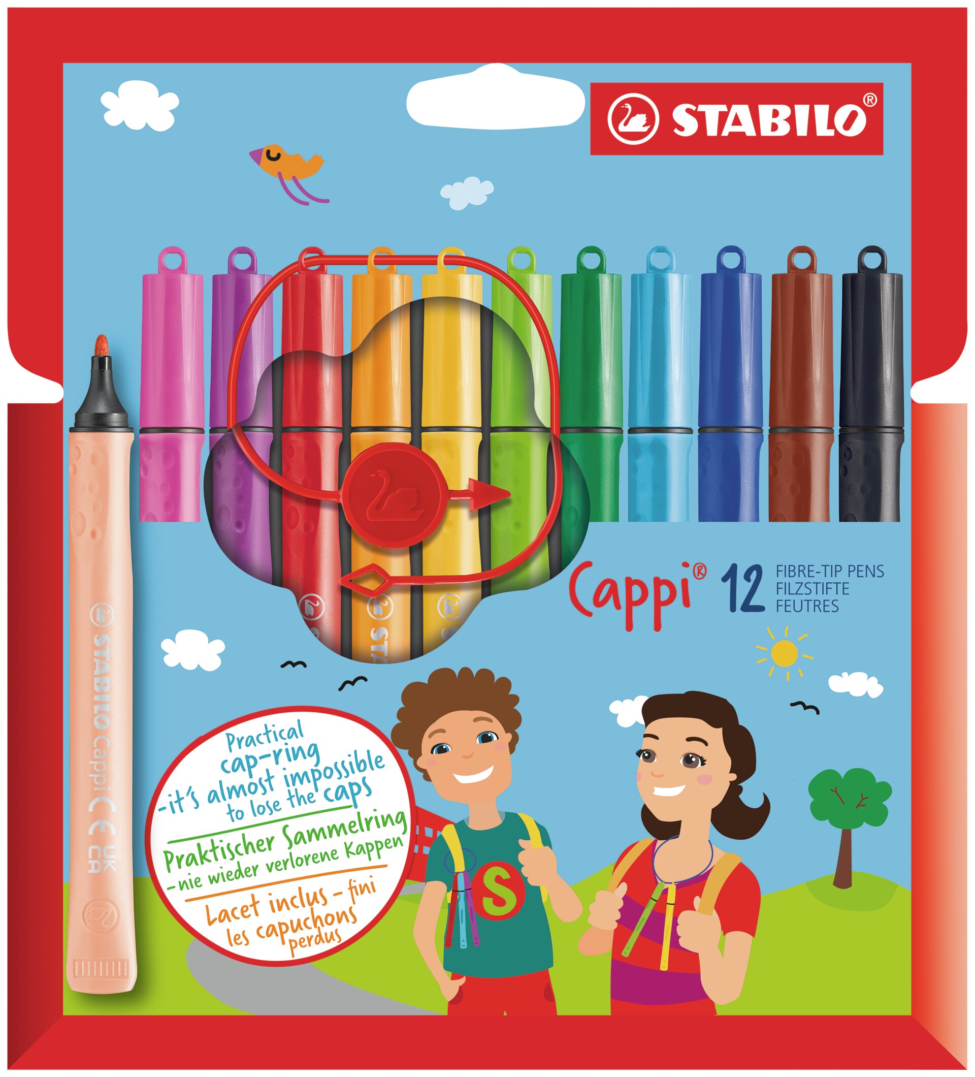 Feutre de coloriage pointe moyenne avec capuchon accrochable STABILO Cappi Feutres STABILO Cappi