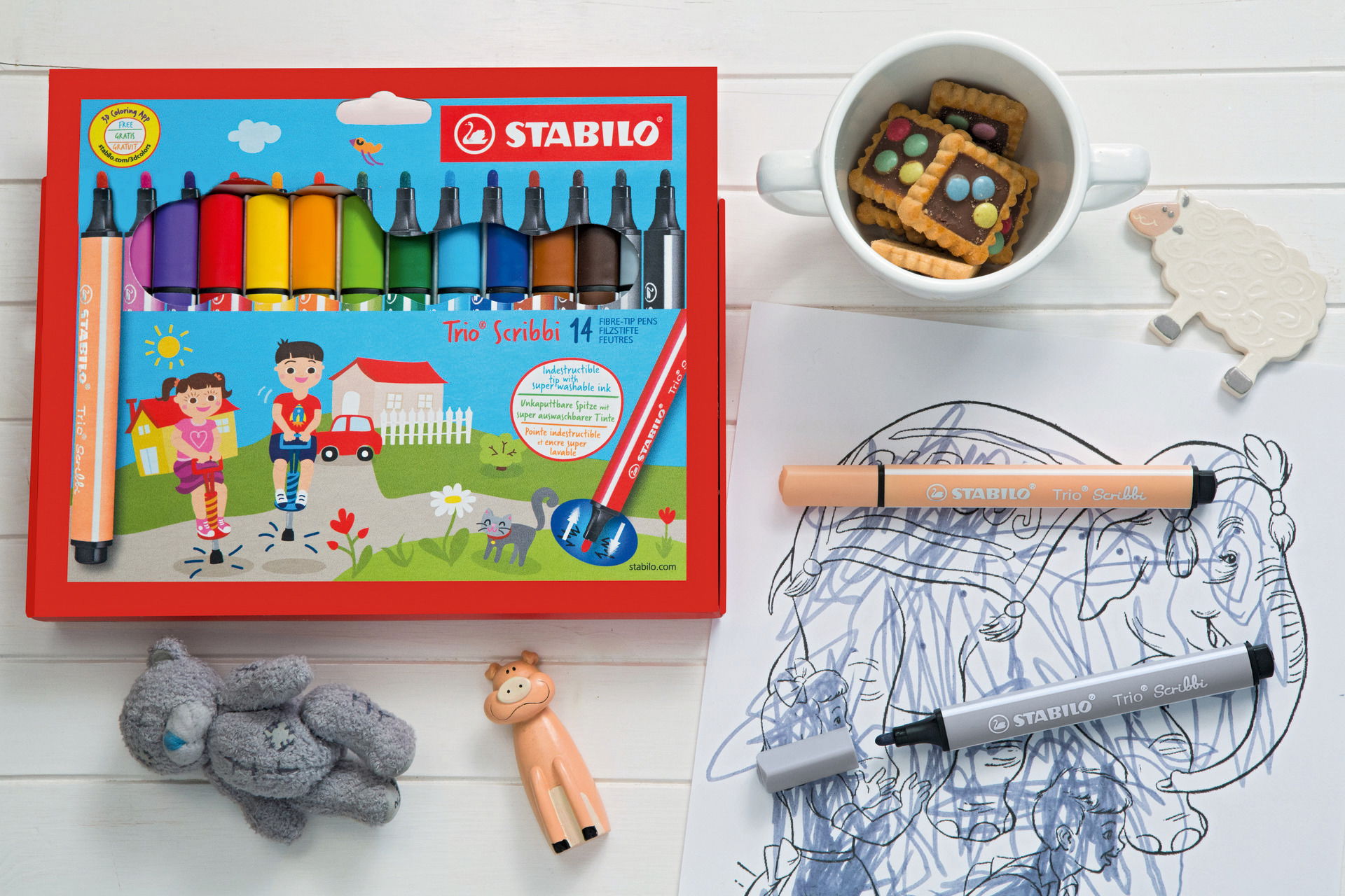 Rotulador punta de fibra STABILO Trio Scribbi