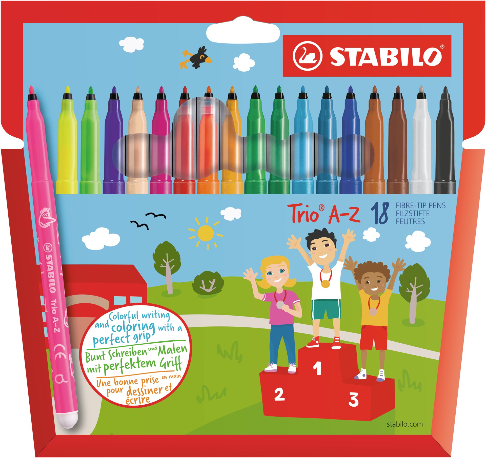 Filzstift mit Dreikant-Griffzone STABILO Trio A-Z Fasermaler STABILO Trio A-Z