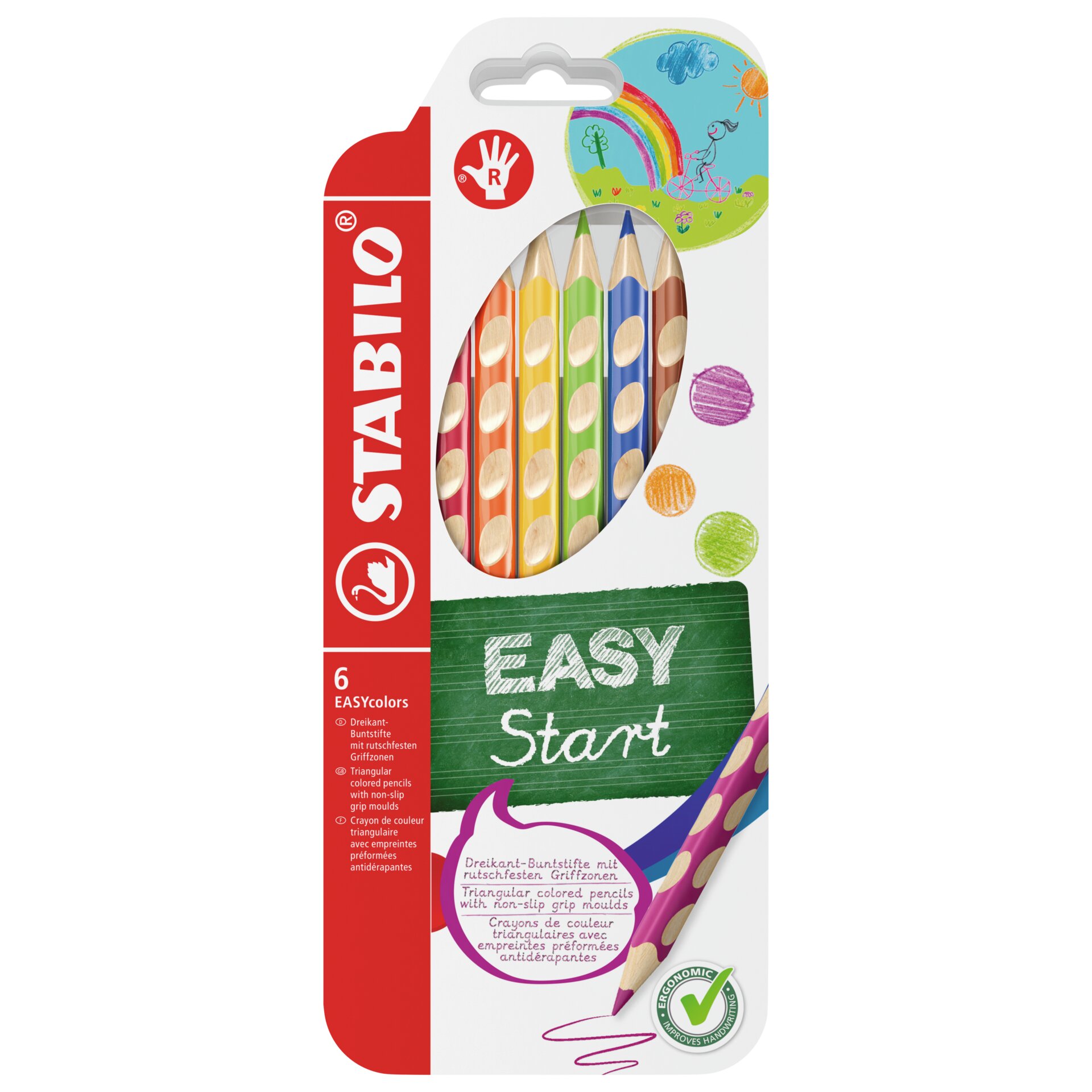 Buntstifte STABILO EASYcolors, bunte bleistifte, farbbleistifte, holzbleistifte, 6 farben, einfacher start