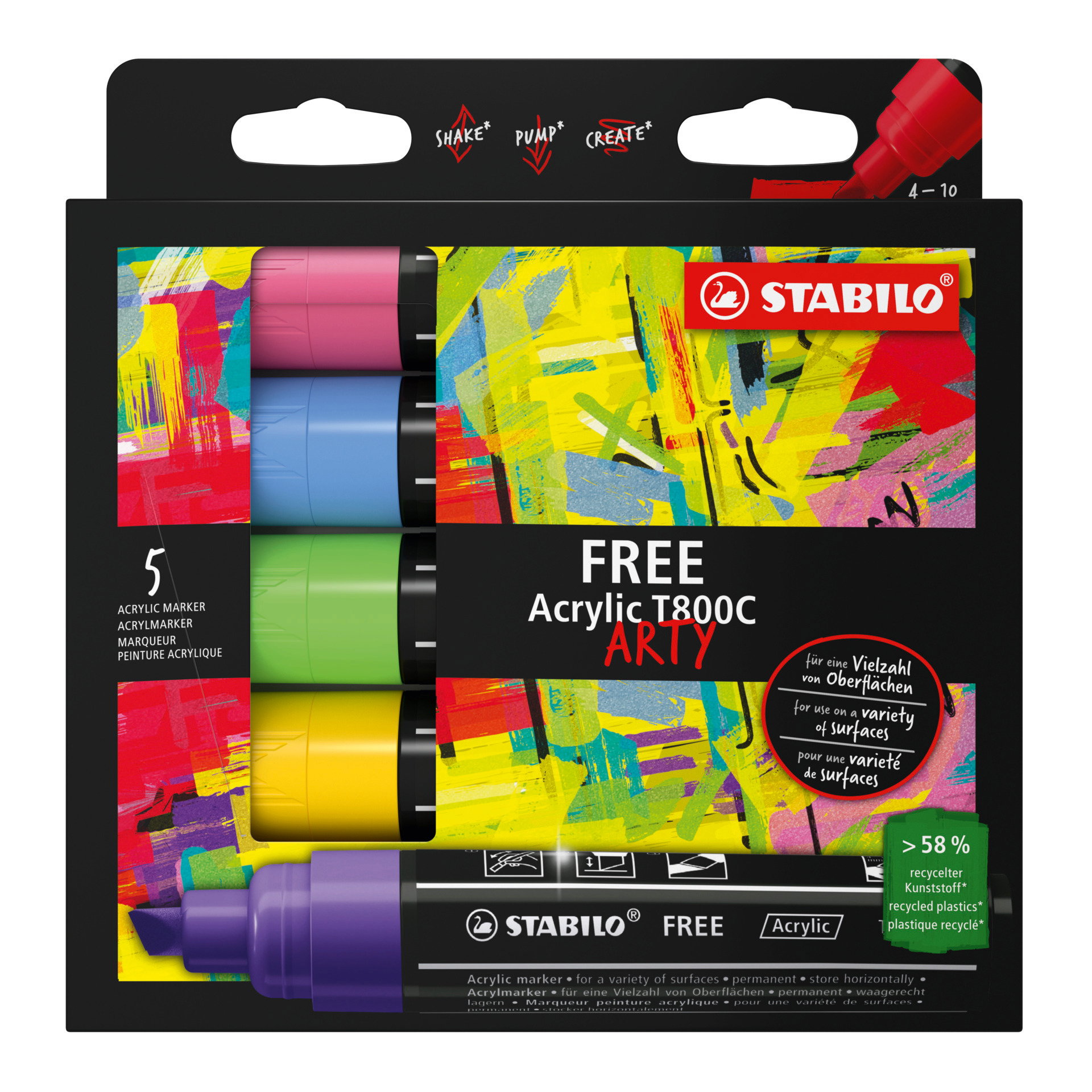 Marqueur peinture STABILO FREE Acrylic T800C Toutes surfaces STABILO FREE Acrylic T800C