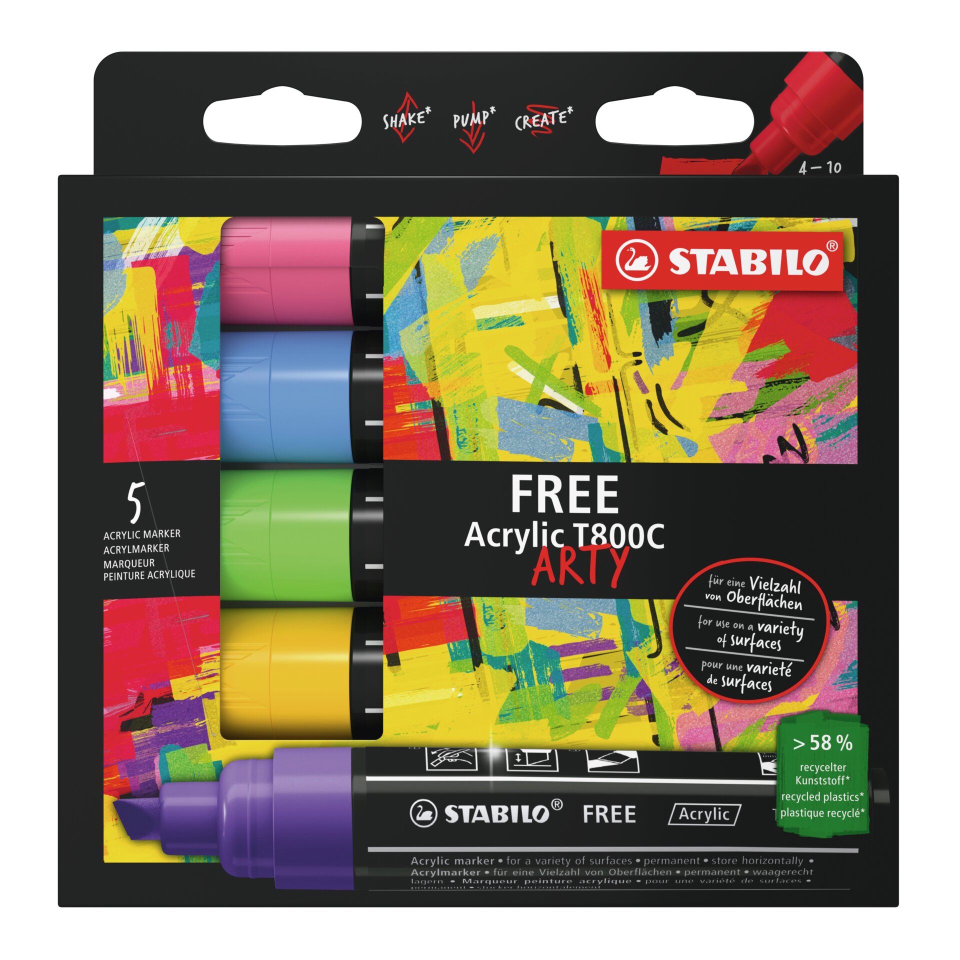 Marqueur peinture STABILO FREE Acrylic T800C Toutes surfaces STABILO FREE Acrylic T800C