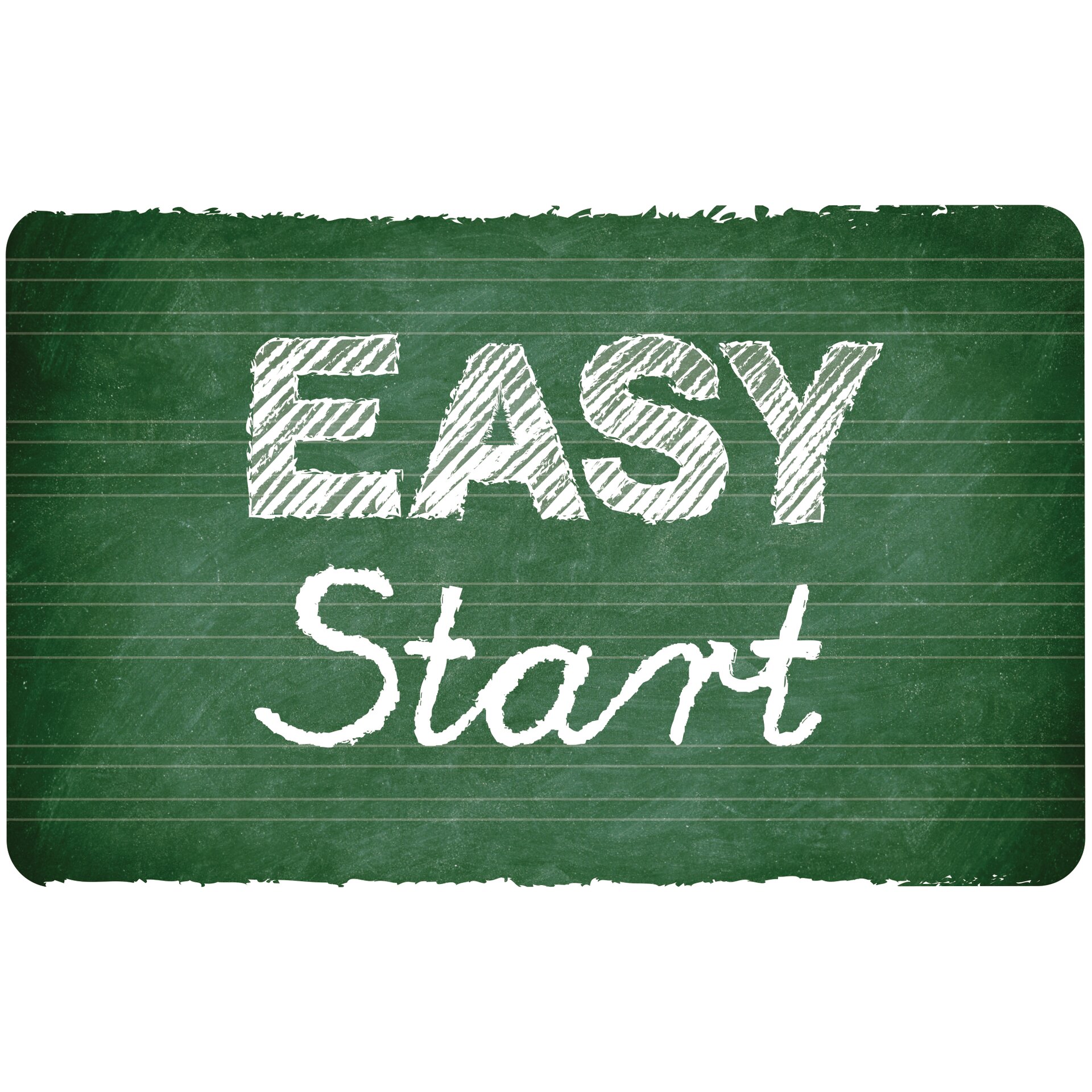 Green chalkboard, einfacher Start, Kreide Text, Start Knopf, Hintergrundtextur, kleinformatik, startkarte, ecard, easy, start